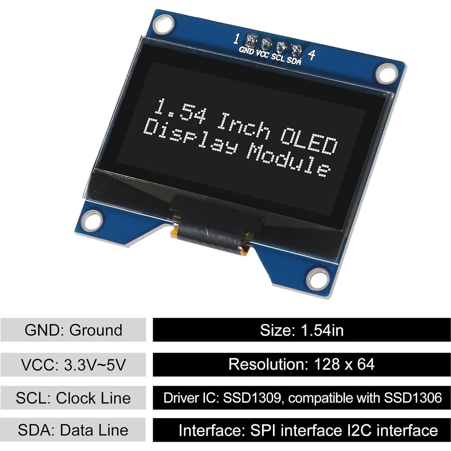 Módulo Pantalla OLED 1.54" Coliao 128x64 I2C SSD1309 2pcs