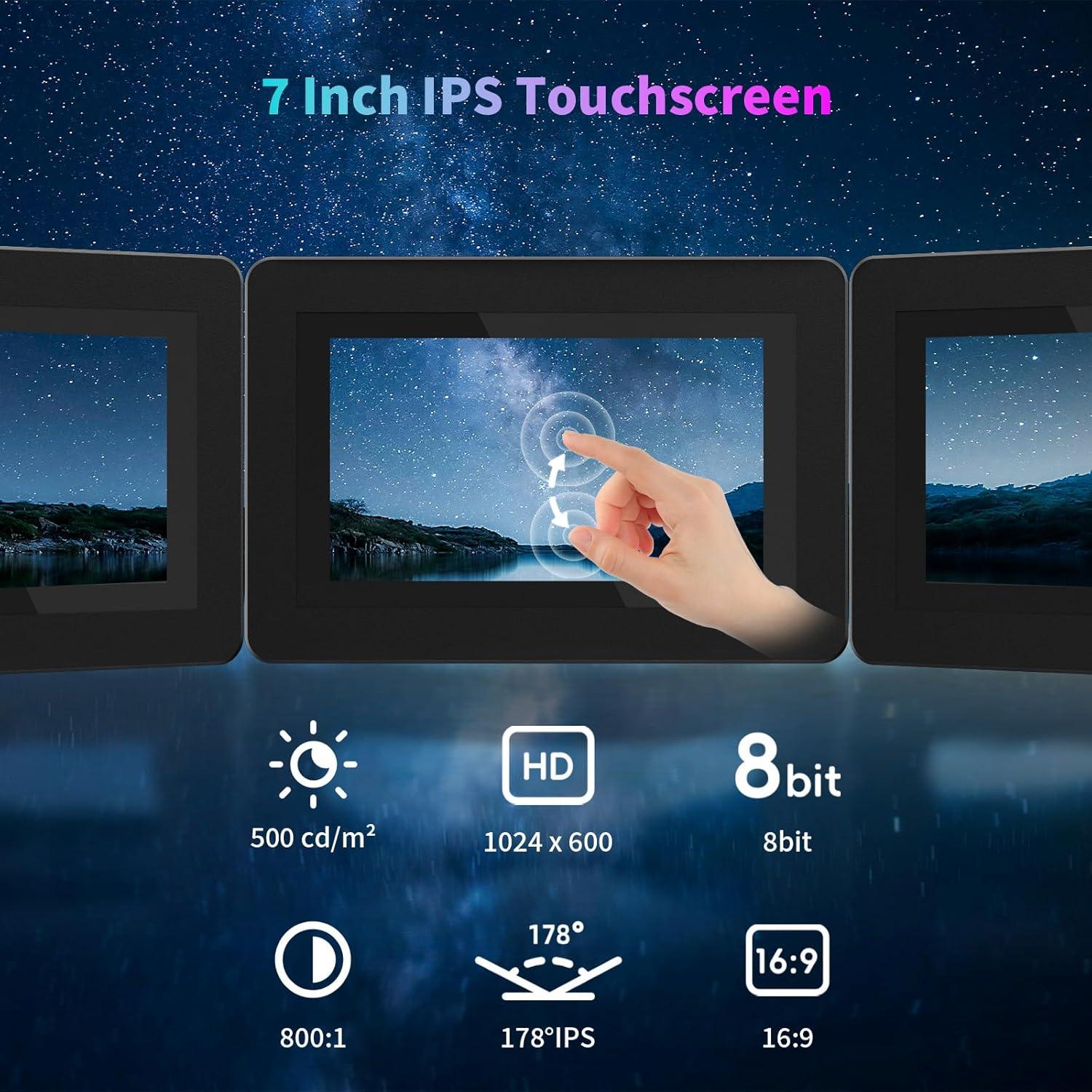 Monitor Mini 7" CUQI Táctil 1024x600 IPS HDMI VGA AV