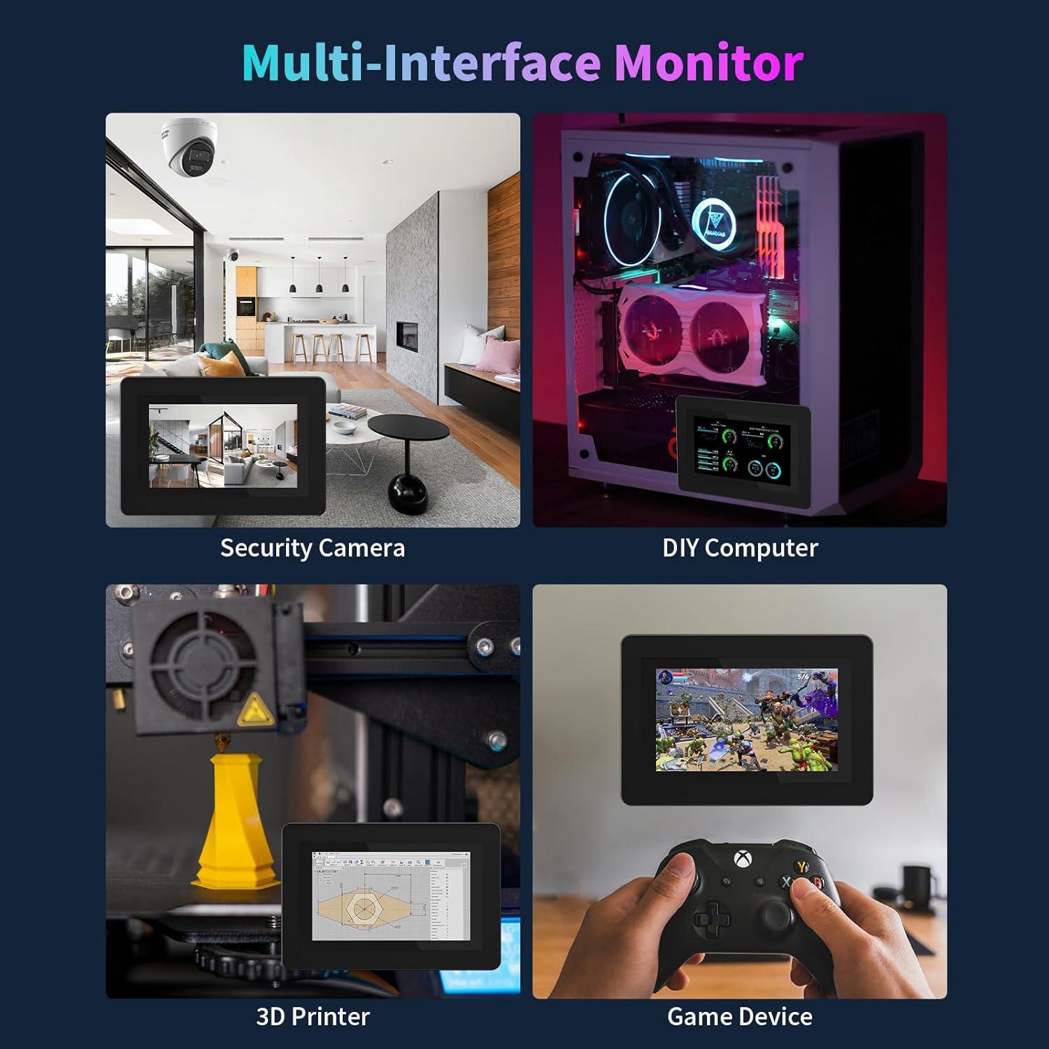 Monitor Mini 7" CUQI Táctil 1024x600 IPS HDMI VGA AV