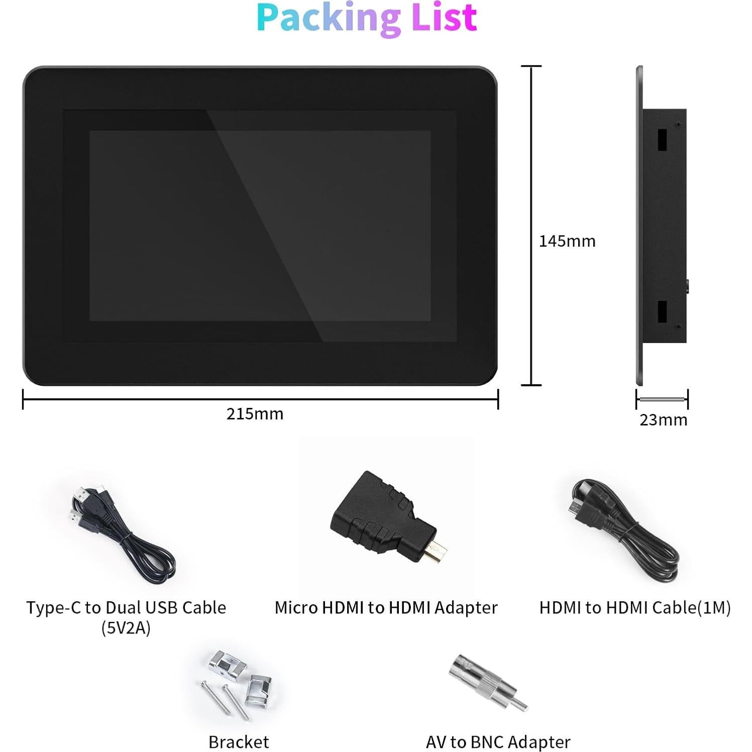 Monitor Mini 7" CUQI Táctil 1024x600 IPS HDMI VGA AV