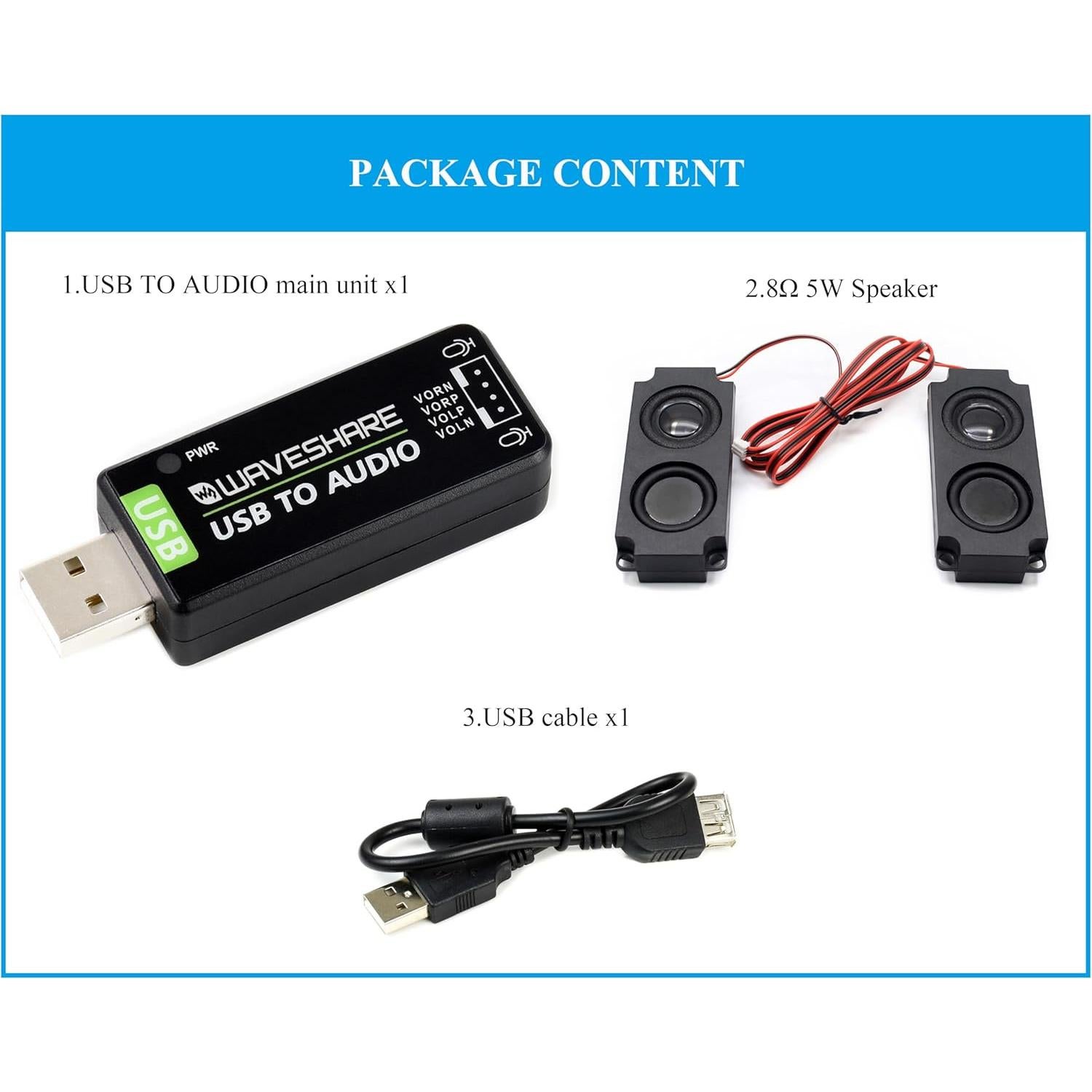 Módulo de Audio USB UeeKKoo con Altavoz 8Ω 5W, Compatible Raspberry Pi