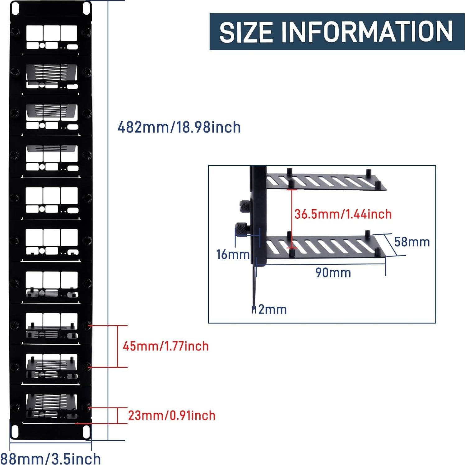 Soporte Rack 19" 2U GeeekPi para Raspberry Pi 5/4B/3B+