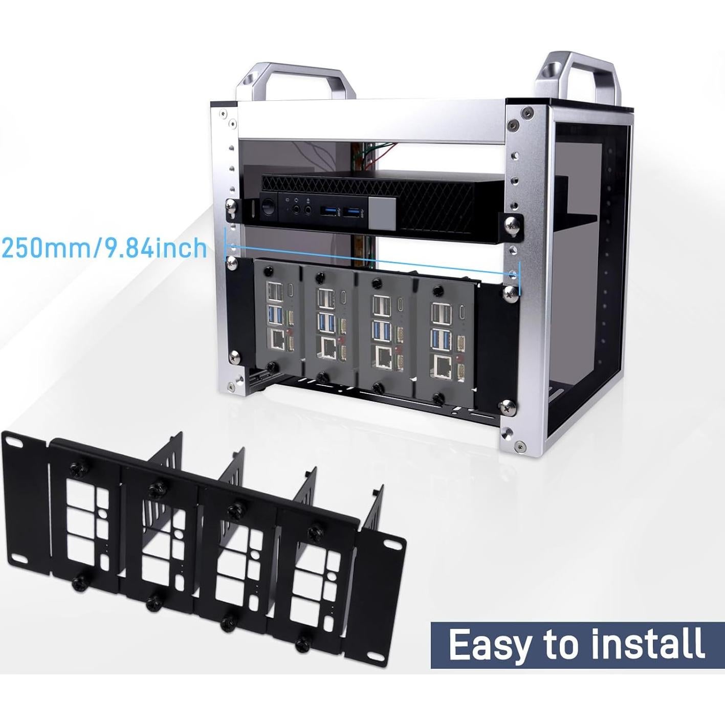 Soporte de Rack 10" 2U GeeekPi para Raspberry Pi 5/4B/3B+