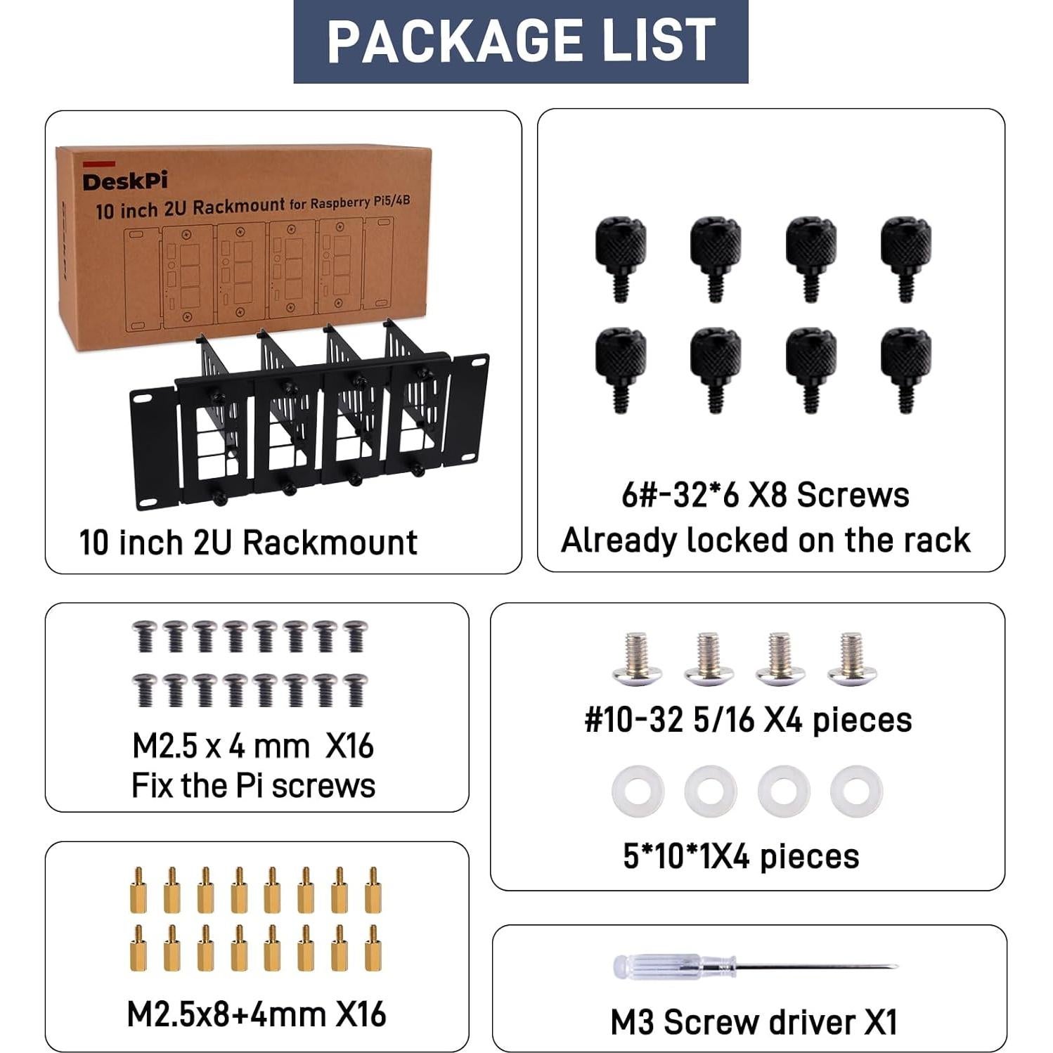 Soporte de Rack 10" 2U GeeekPi para Raspberry Pi 5/4B/3B+