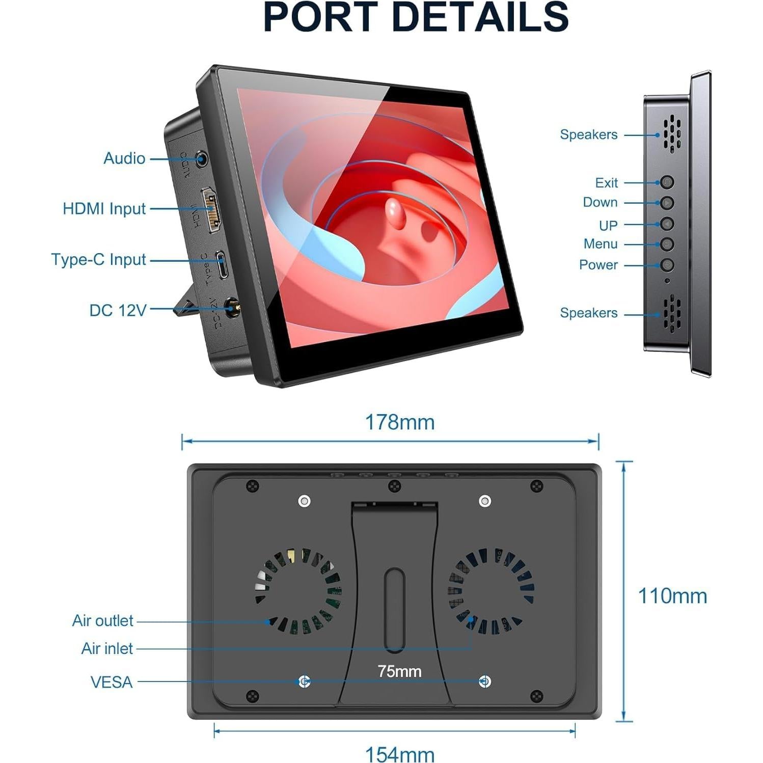 Pantalla Táctil 7" IPS 1024x600 para Raspberry Pi y Jetson Nano