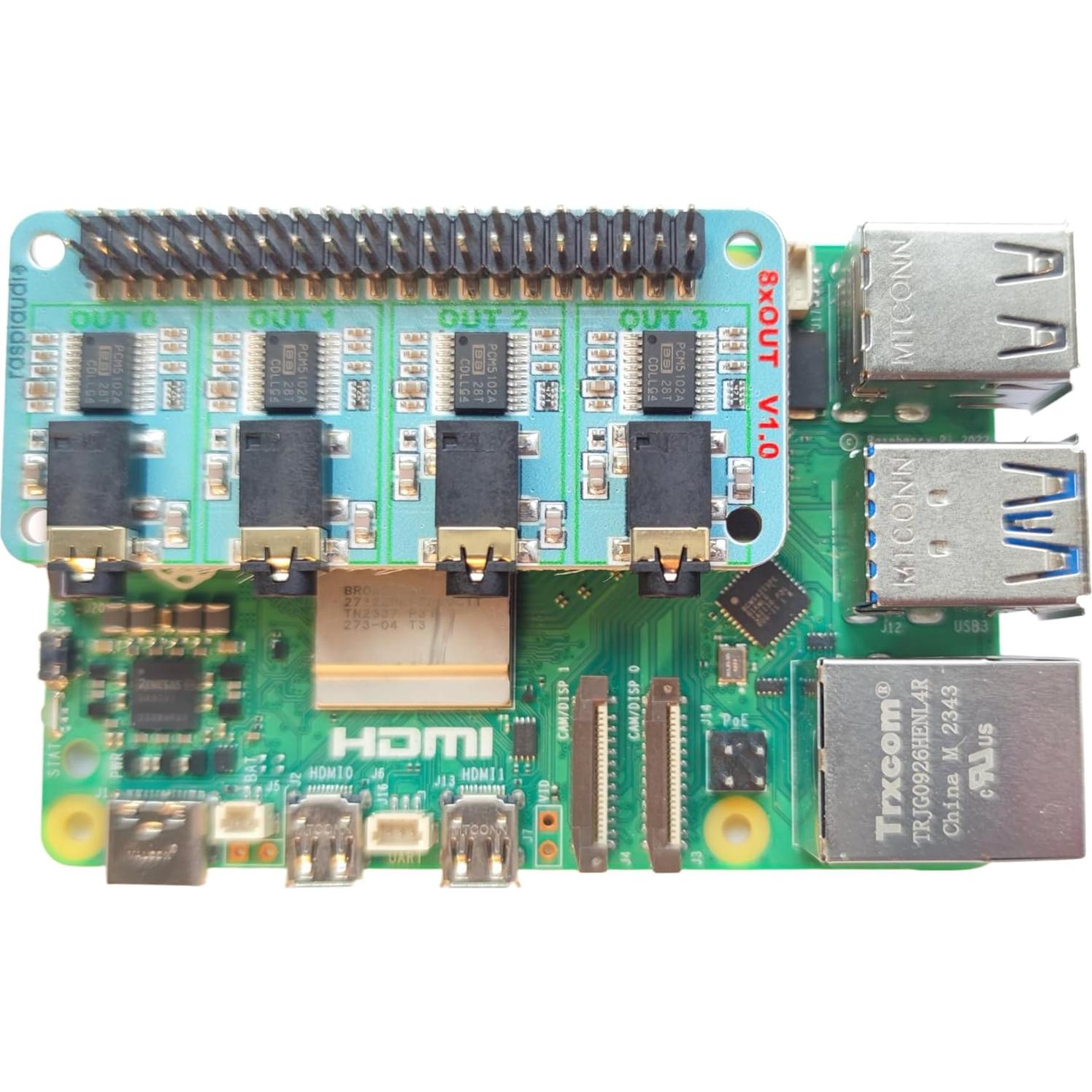 Escritorio 8xOUT RASPIAUDIO para Raspberry Pi 5 - Audio 8 Canales