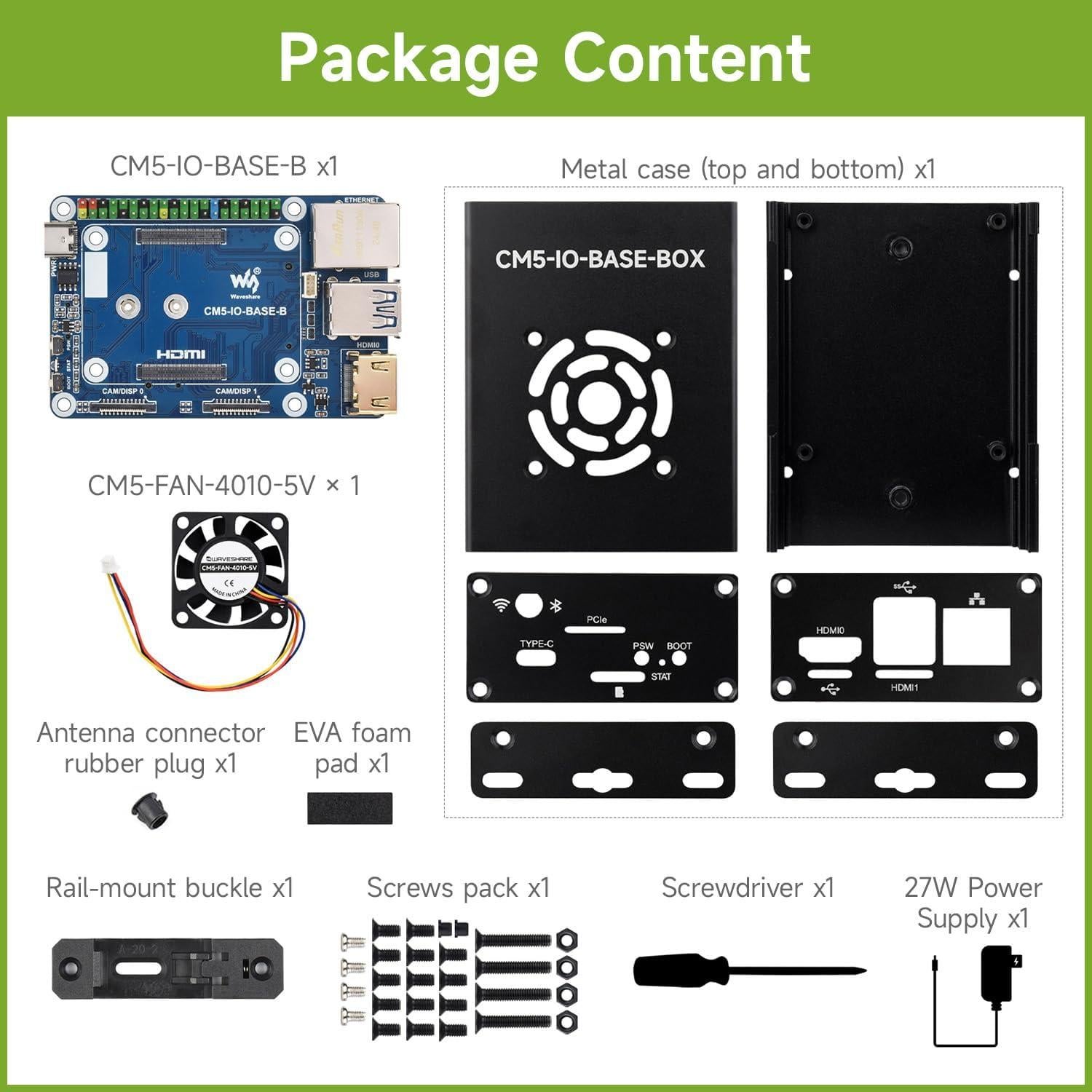 Placa Base Mini Waveshare CM5-IO-BASE-BOX-B 4K HDMI