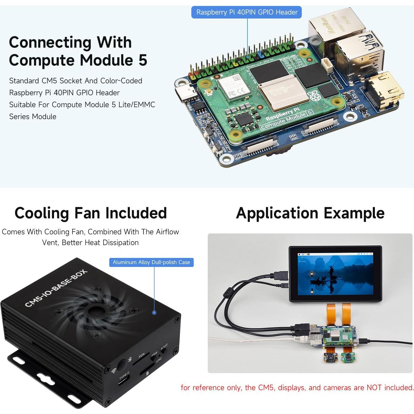 Placa Base Mini Waveshare CM5-IO-BASE-BOX-B 4K HDMI