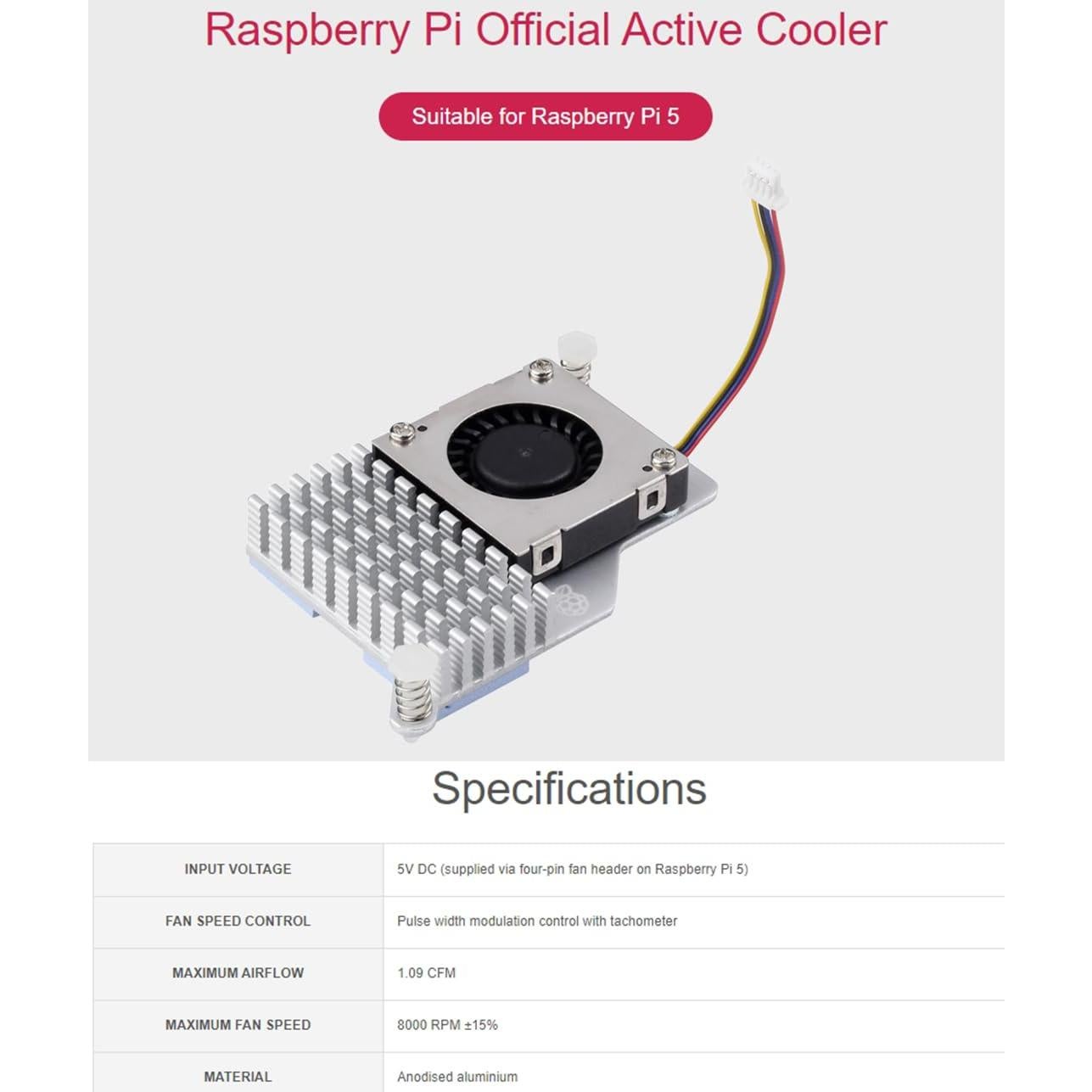 Enfriador Activo UeeKKoo para Raspberry Pi 5 con Ventilador