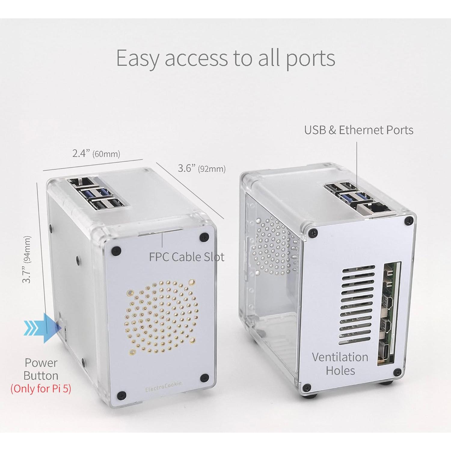 Caja Mini Torre ElectroCookie para Raspberry Pi 5 con Enfriador