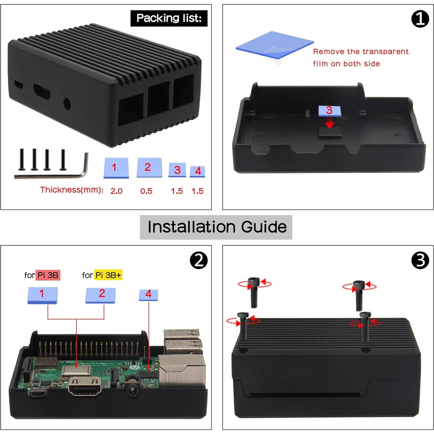 Caja de Aluminio Geekworm para Raspberry Pi 3 B+/3B - Enfriamiento Pasivo