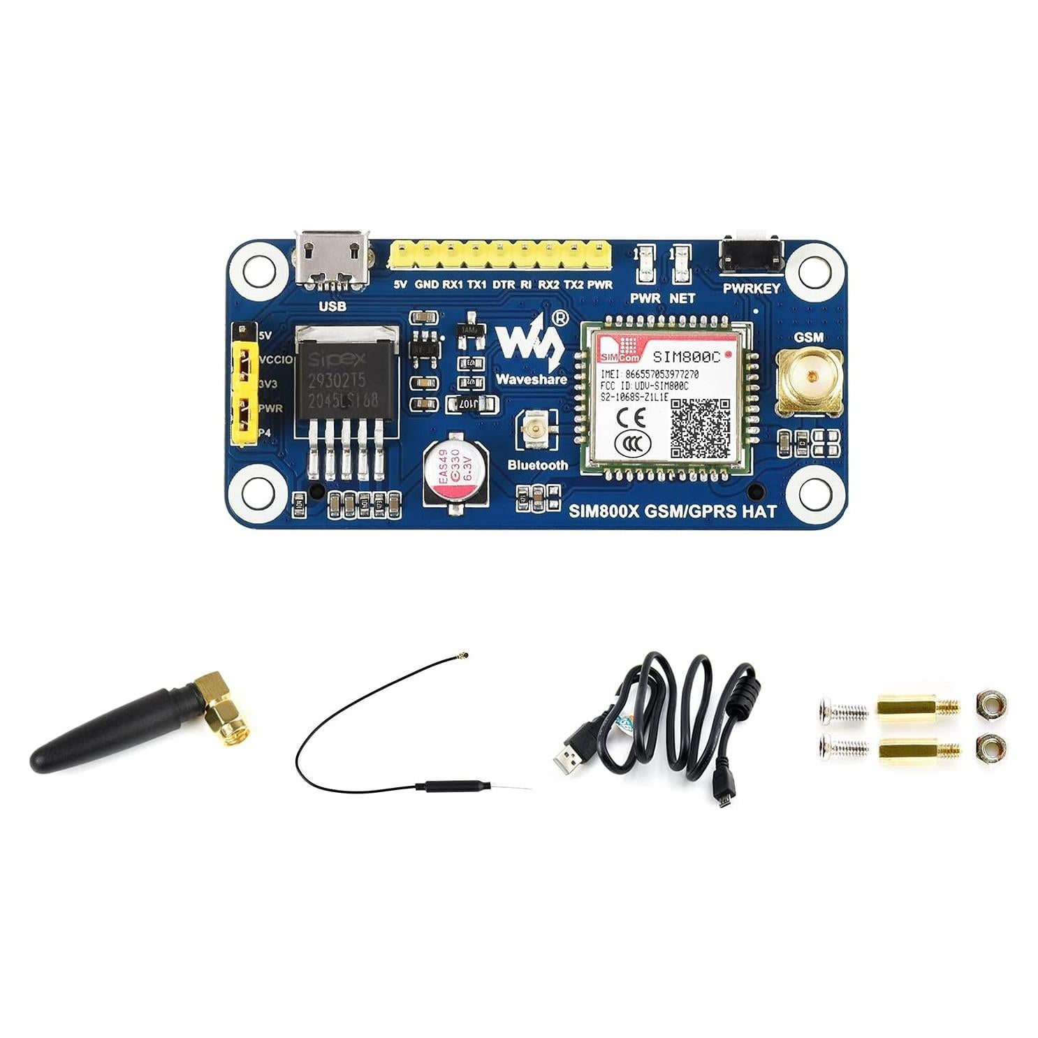 HAT GSM/GPRS Waveshare SIM800C para Raspberry Pi y Jetson Nano