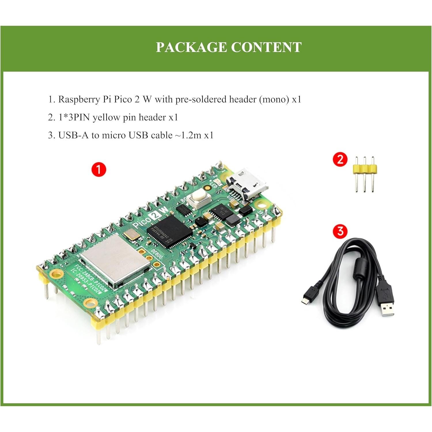 Placa Microcontrolador UeeKKoo Pico 2 W con WiFi y Bluetooth