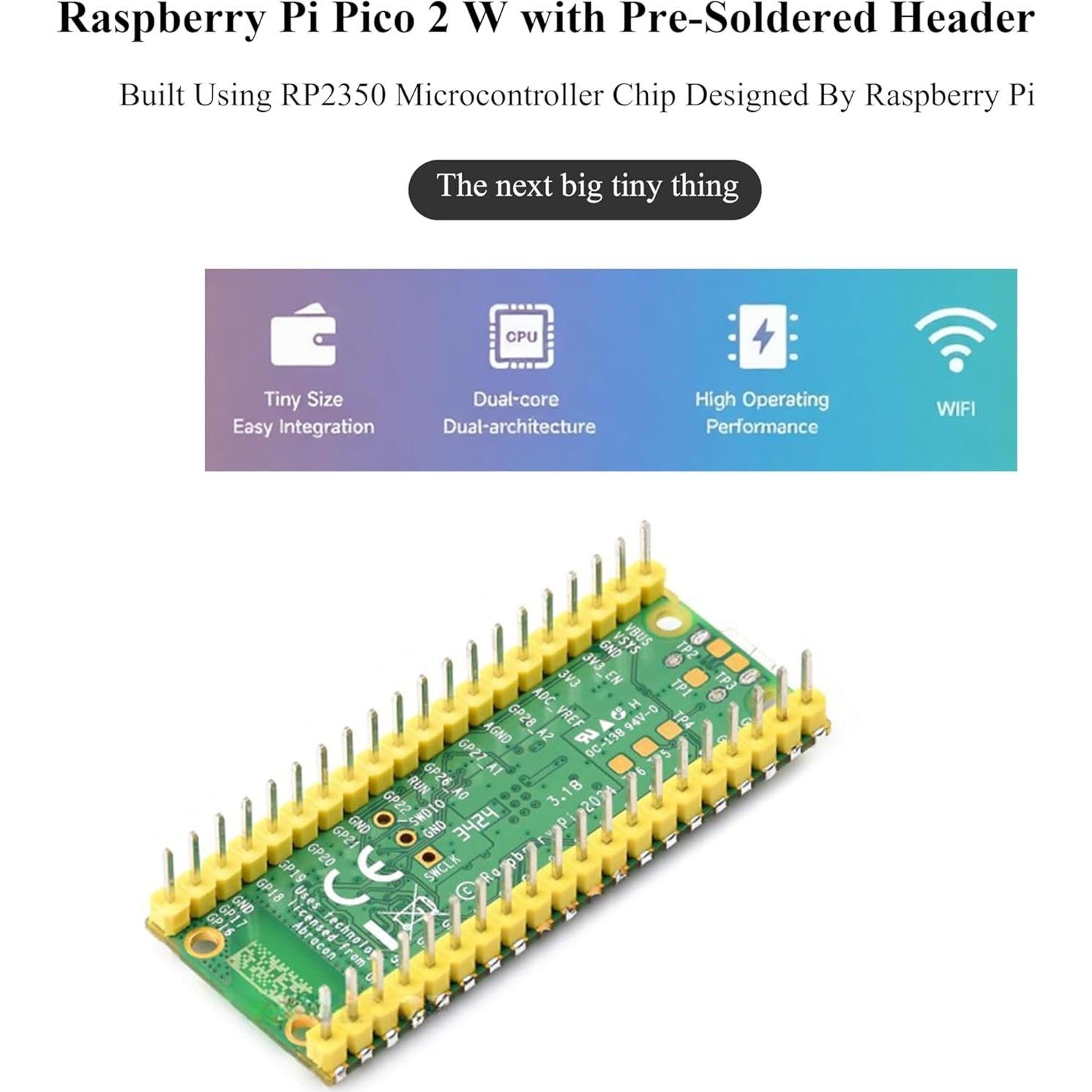 Placa Microcontrolador UeeKKoo Pico 2 W con WiFi y Bluetooth
