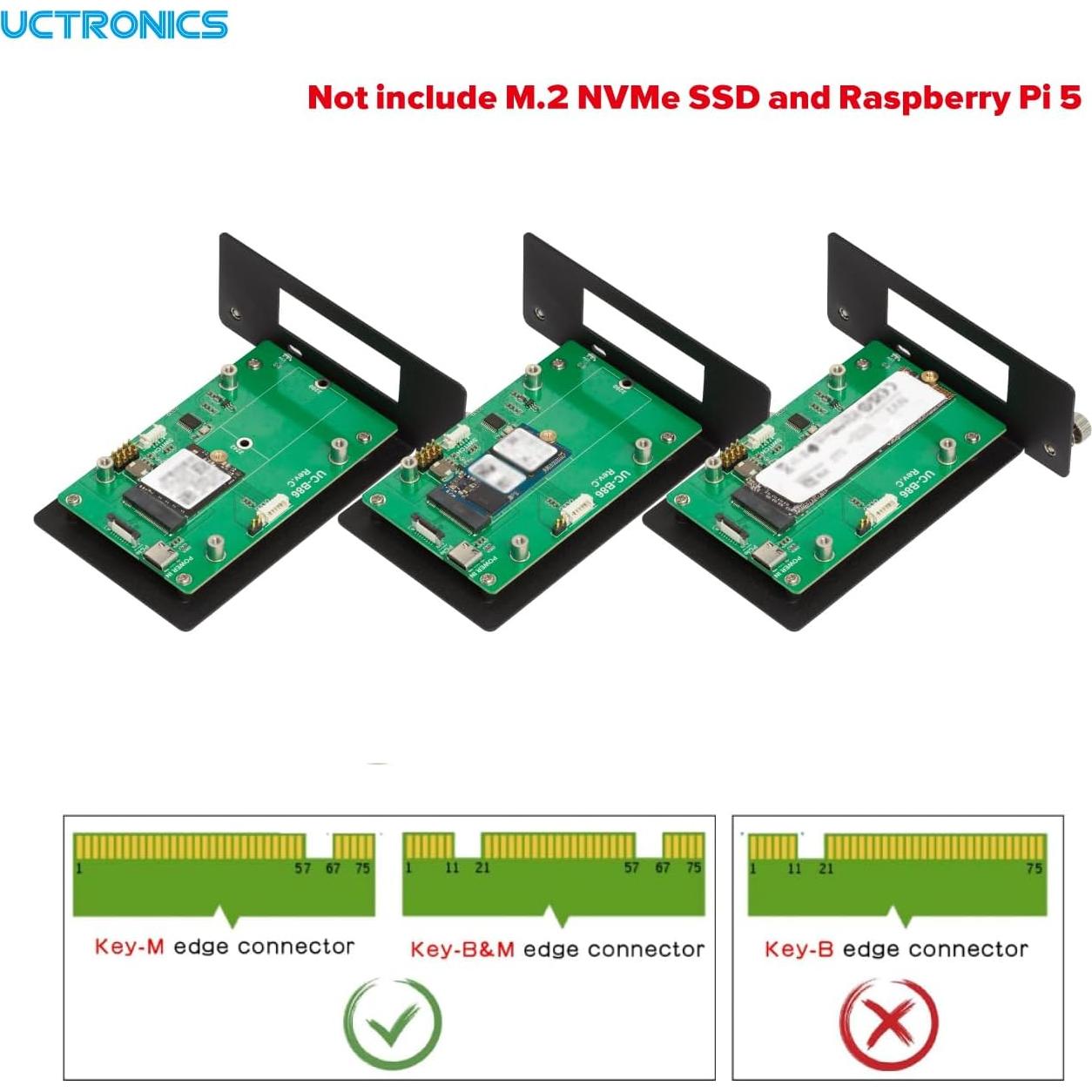 Adaptador PCIe a M.2 NVMe UCTRONICS para Raspberry Pi 5