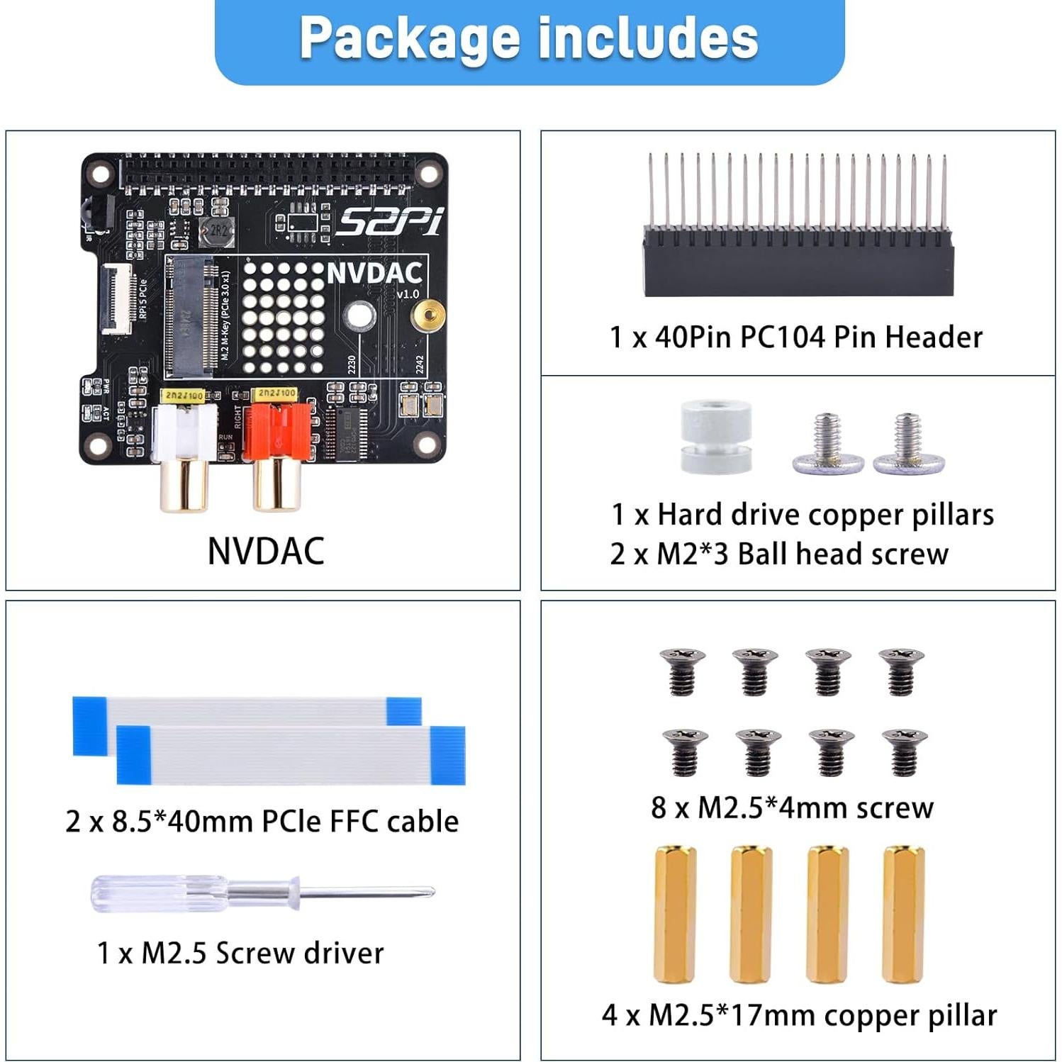Hat DAC HiFi GeeekPi para Raspberry Pi 5 con PCIe a SSD NVMe