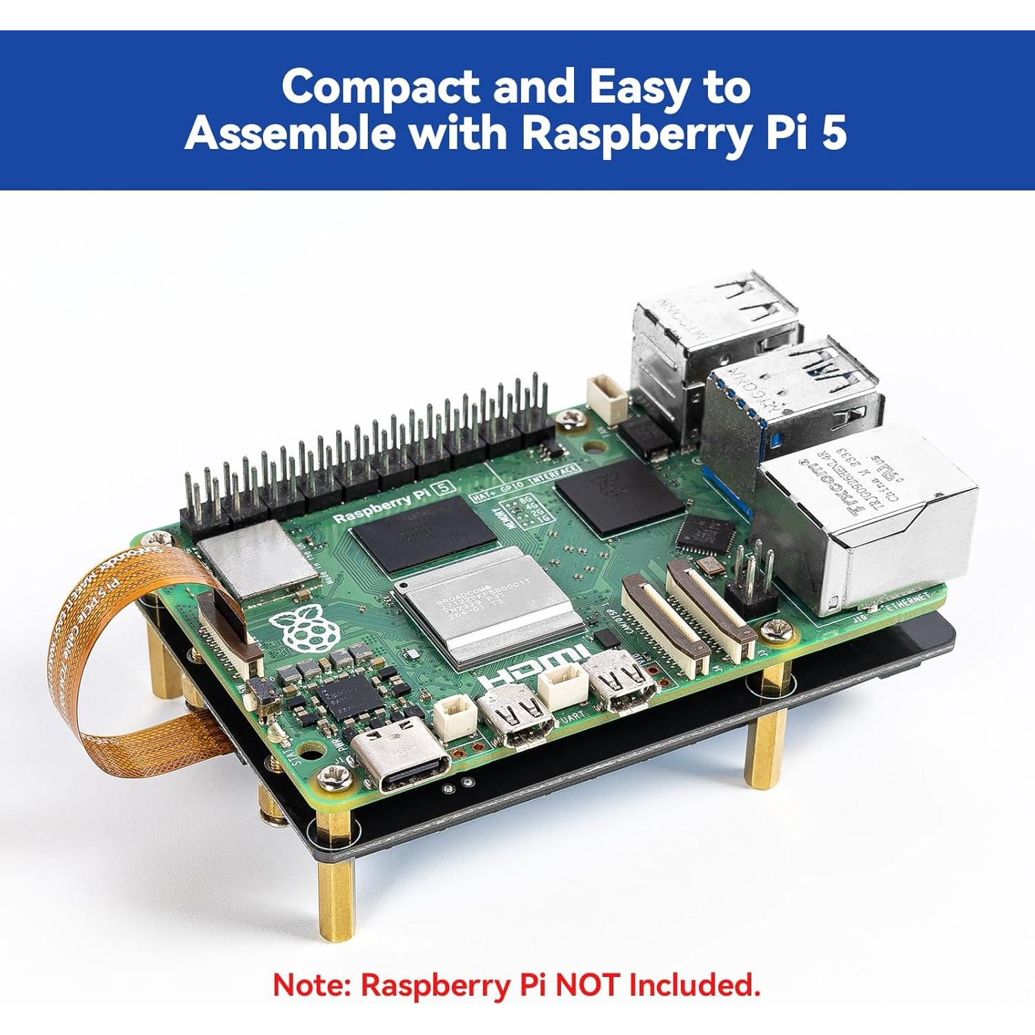 Raft Dual NVMe SunFounder para Raspberry Pi 5 M.2 HAT SSD