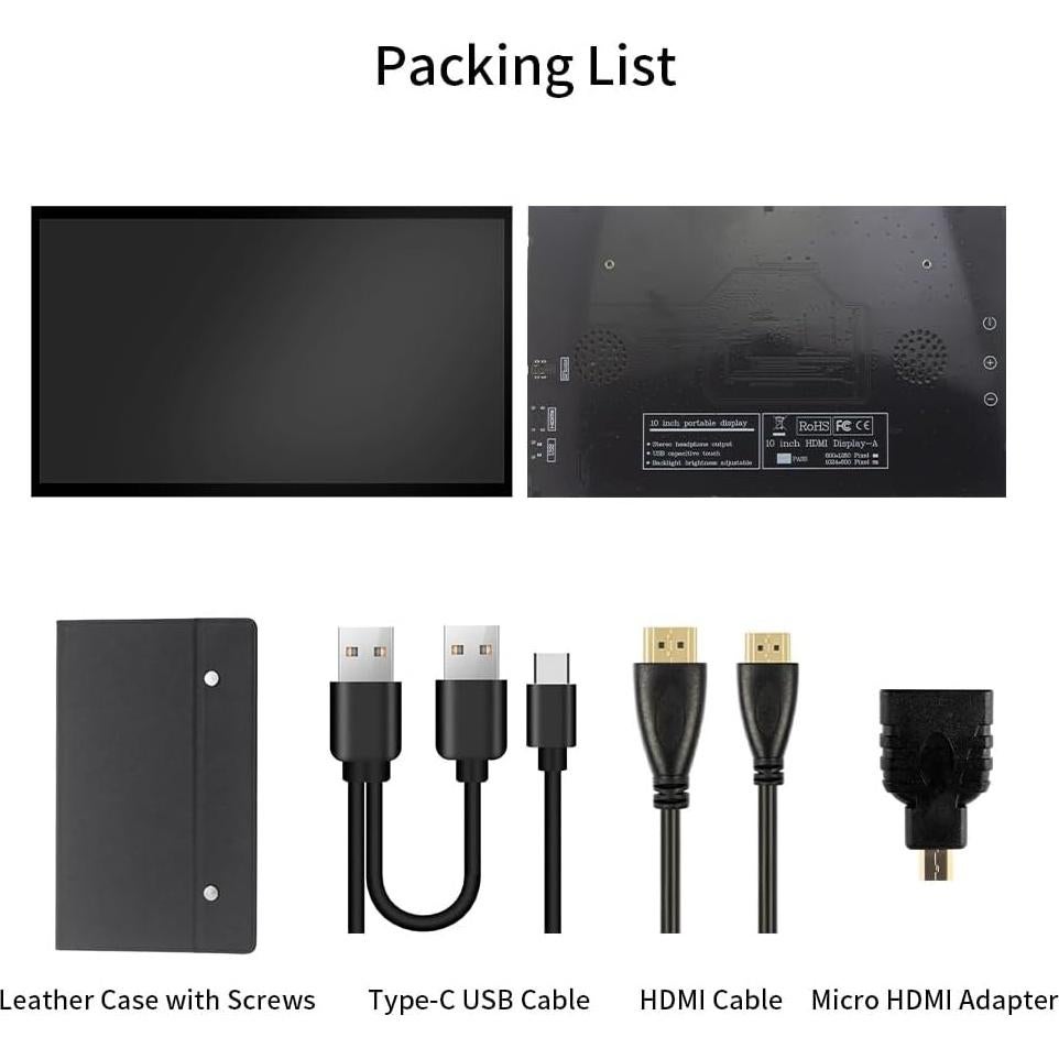 Monitor Portátil CUQI 10" IPS 1024x600 para Raspberry Pi