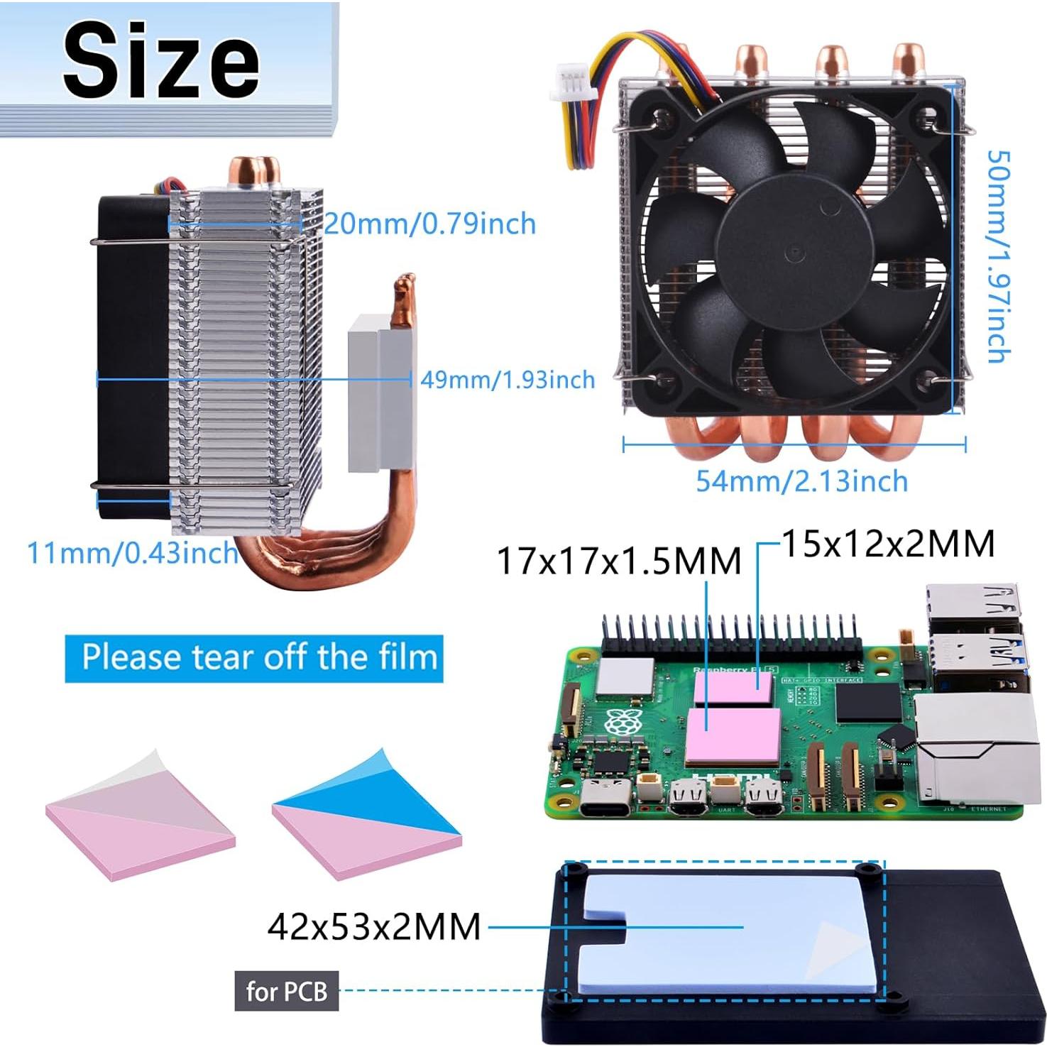 Enfriador de CPU GeeekPi para Raspberry Pi 5, disipador de aluminio