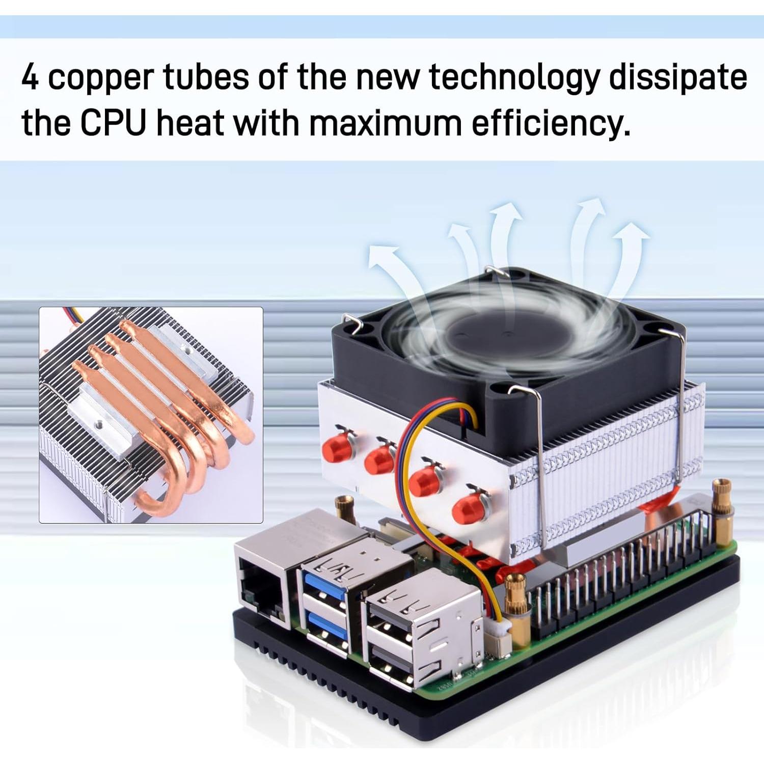 Enfriador de CPU GeeekPi para Raspberry Pi 5, disipador de aluminio