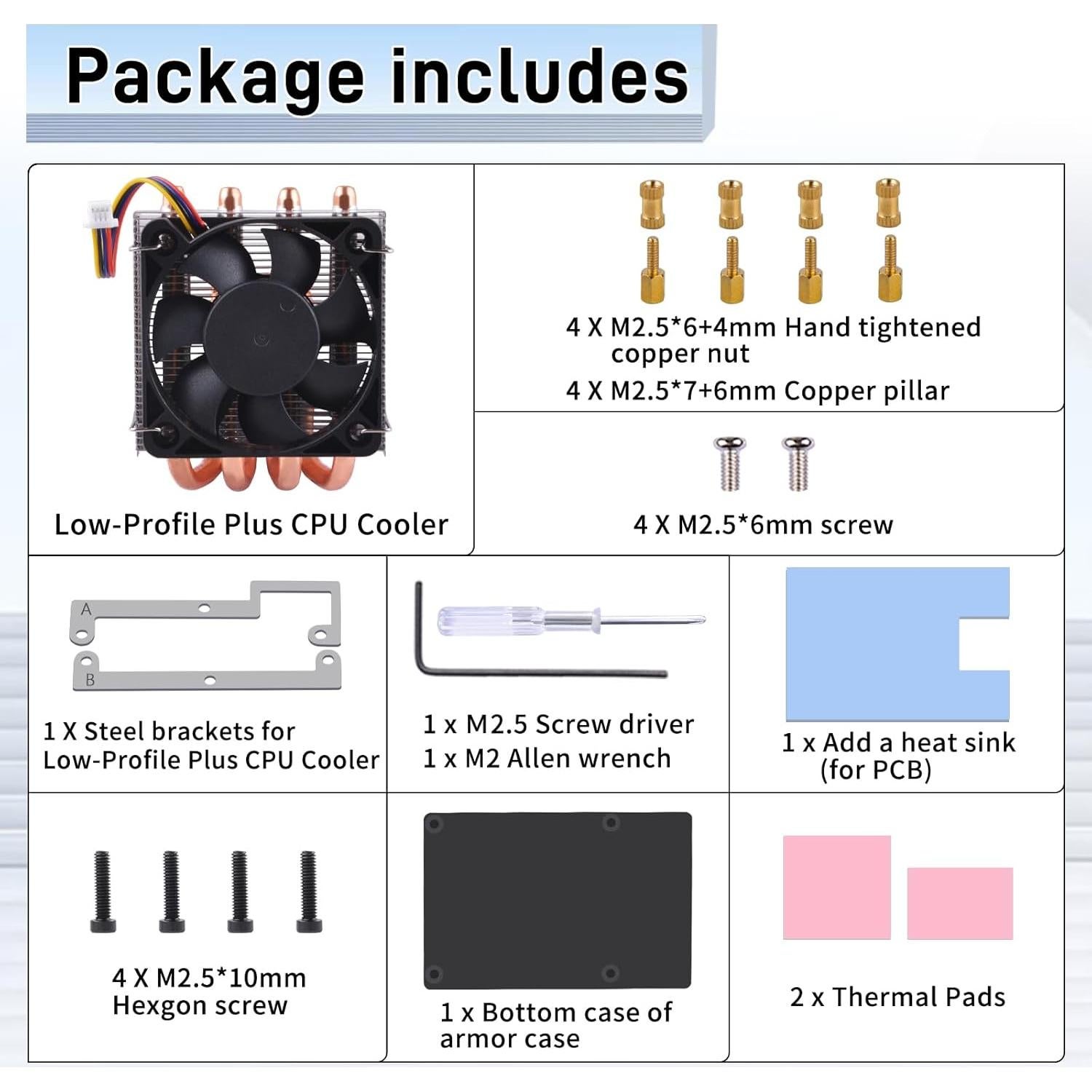 Enfriador de CPU GeeekPi para Raspberry Pi 5, disipador de aluminio
