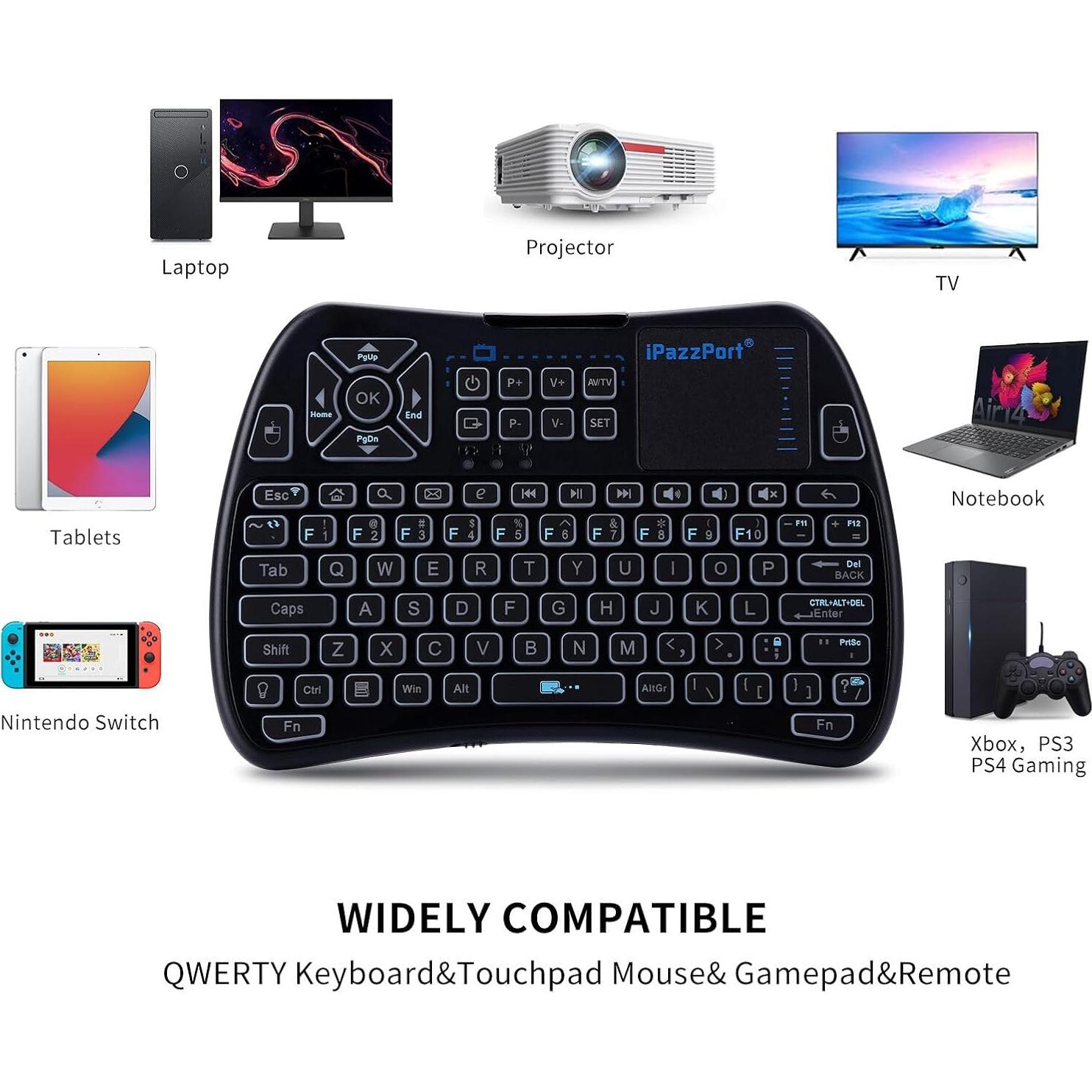 Teclado Mini Bluetooth iPazzPort KP-61SM con Touchpad y Aprendizaje IR