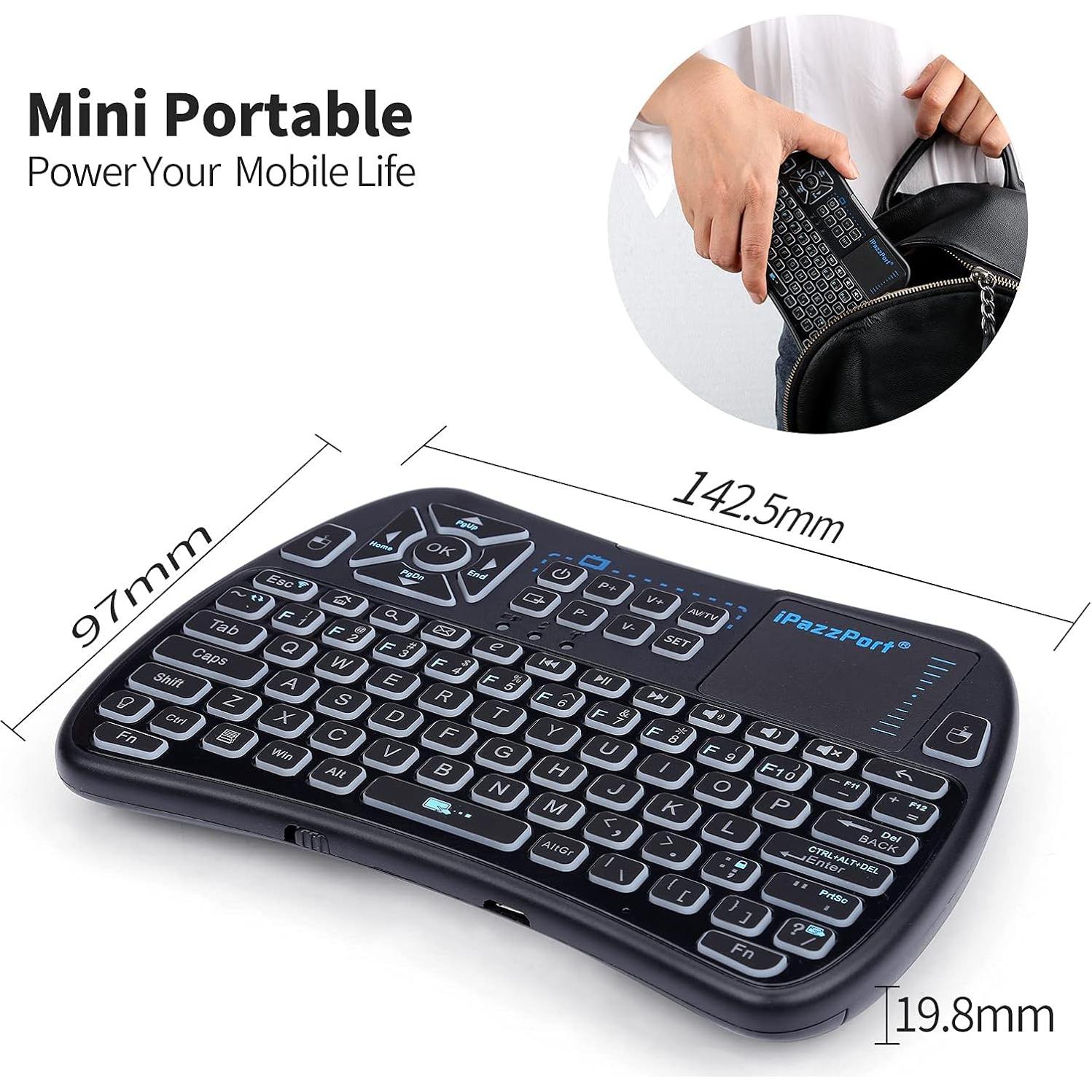 Teclado Mini Bluetooth iPazzPort KP-61SM con Touchpad y Aprendizaje IR