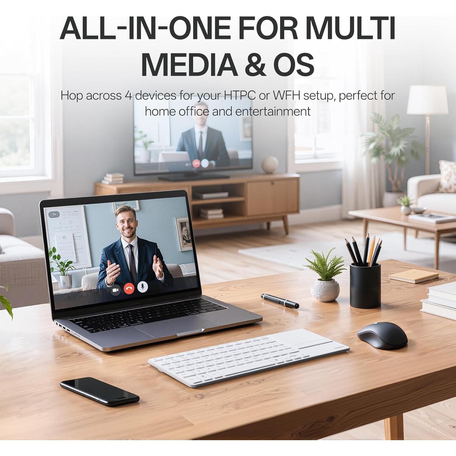 Teclado Inalámbrico Rapoo E900T con Touchpad - Multi-Dispositivo