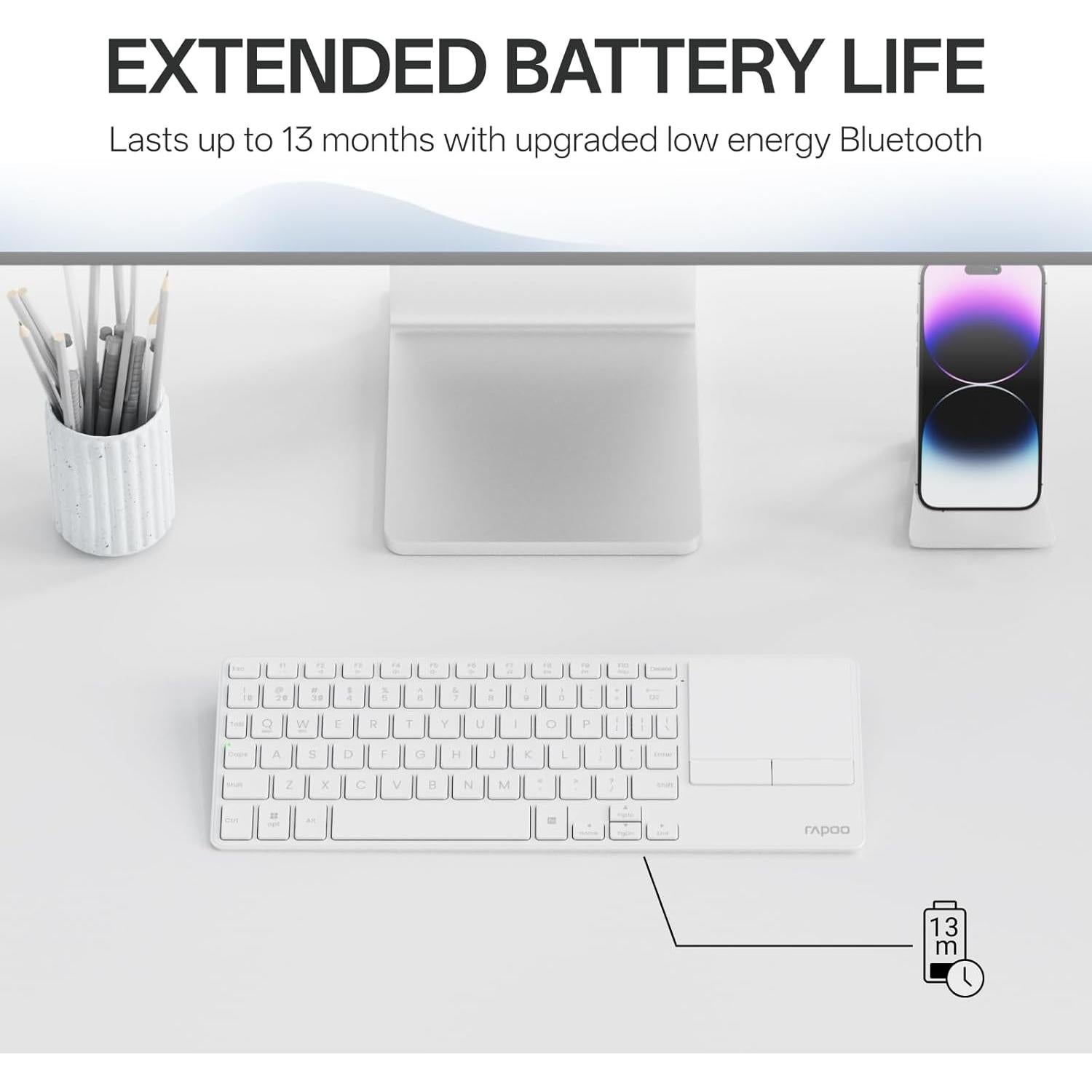 Teclado Inalámbrico Rapoo E900T con Touchpad - Multi-Dispositivo