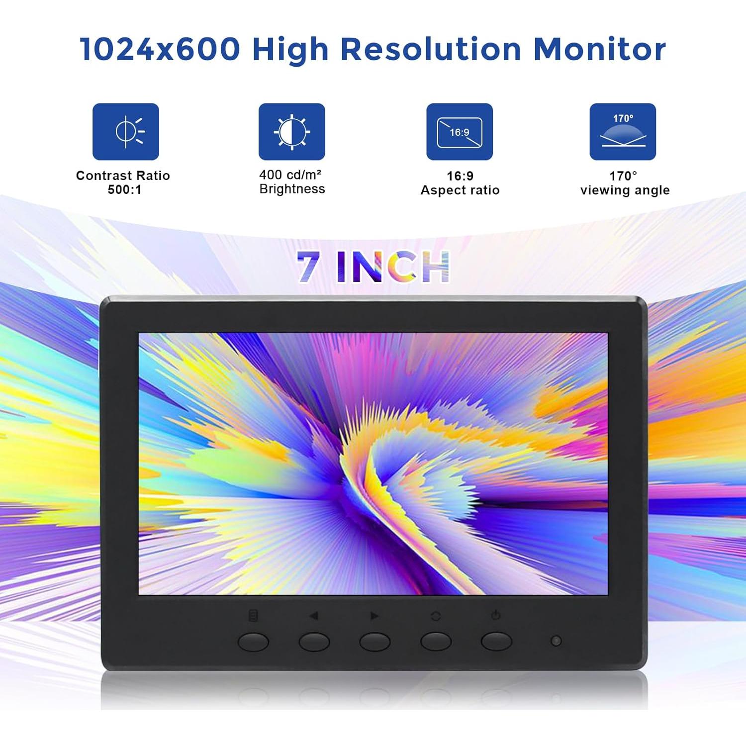 Monitor Pequeño OSCY 7" 1024x600 HDMI VGA AV para PC