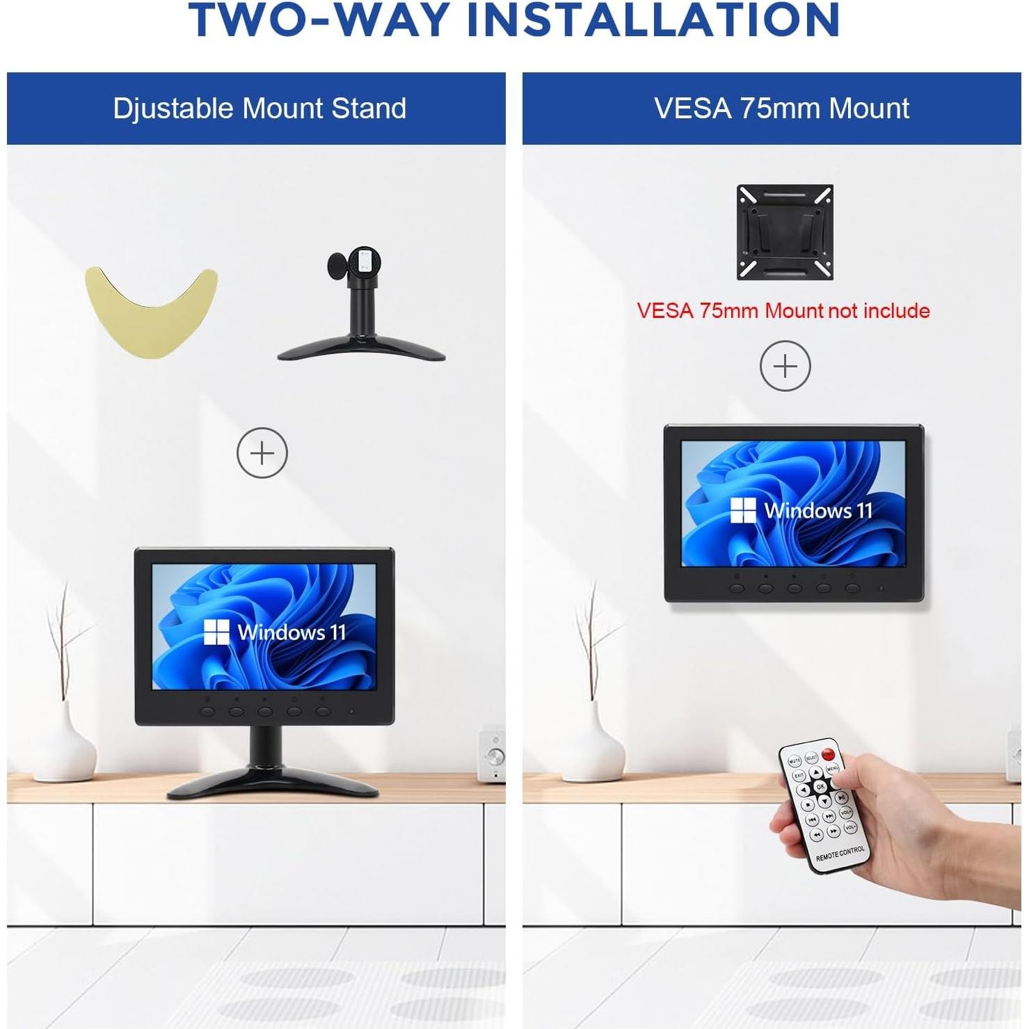 Monitor Pequeño OSCY 7" 1024x600 HDMI VGA AV para PC