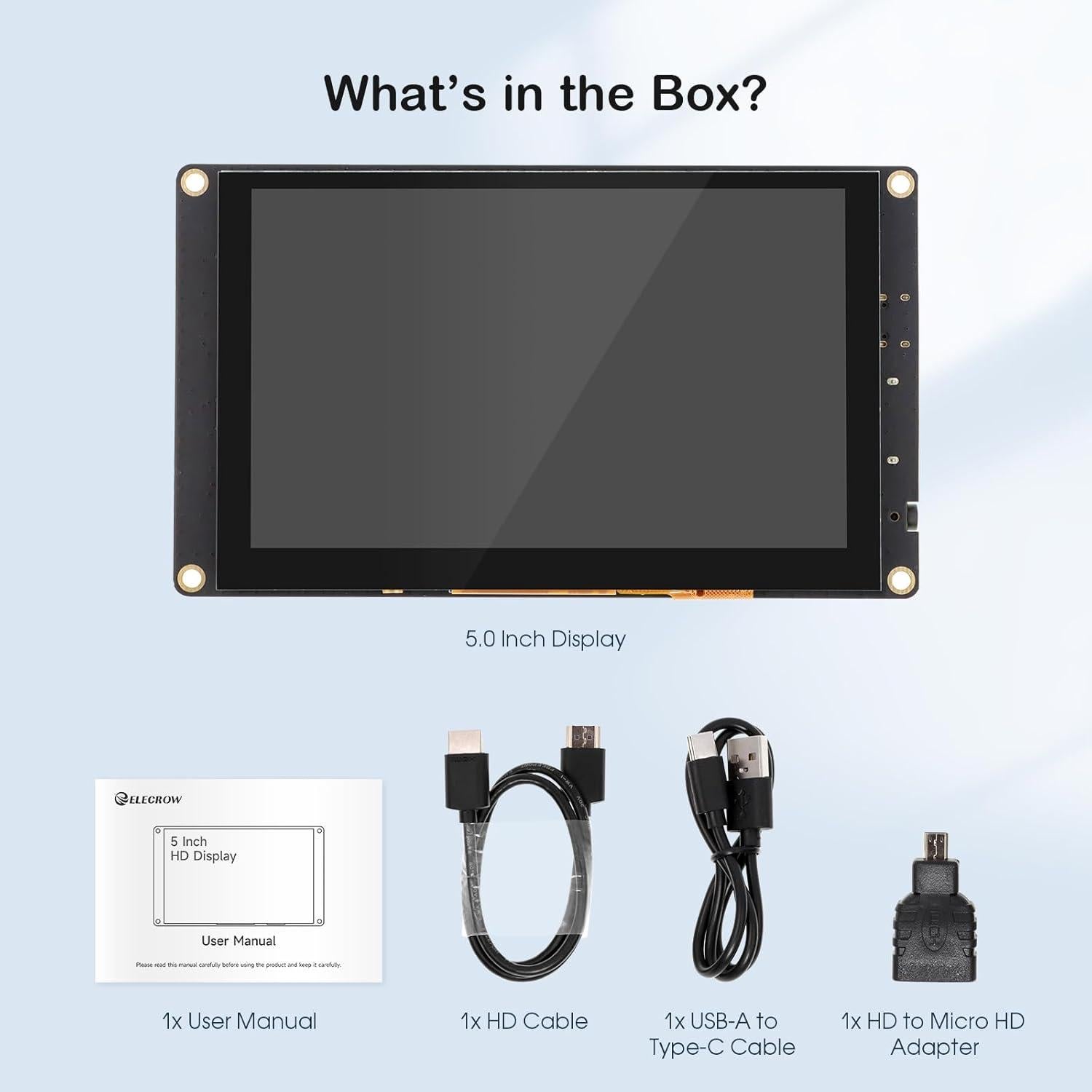 Pantalla Táctil 5" ELECROW HD 800x480 para Raspberry Pi