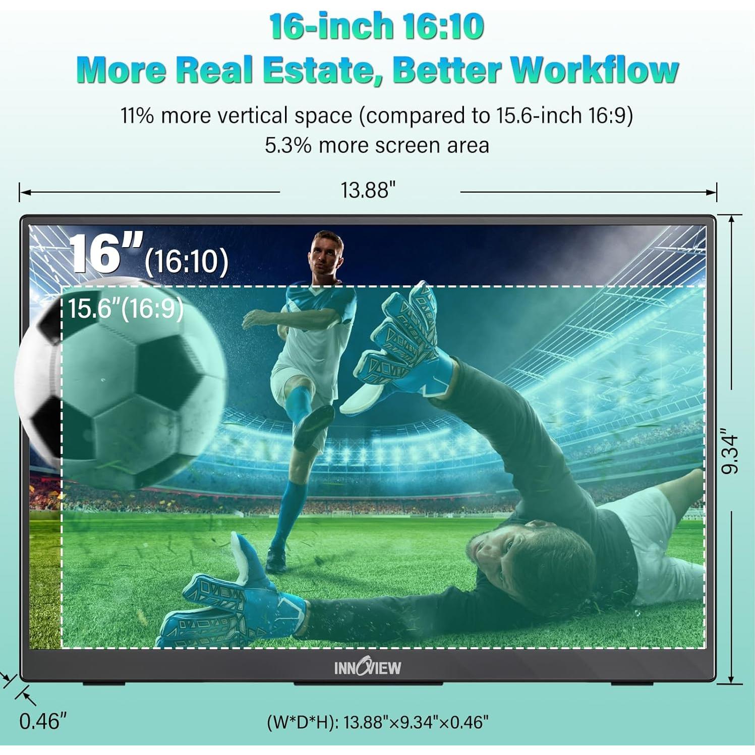 Monitor Portátil InnoView 16" 2K 120Hz IPS Cuidado Ocular