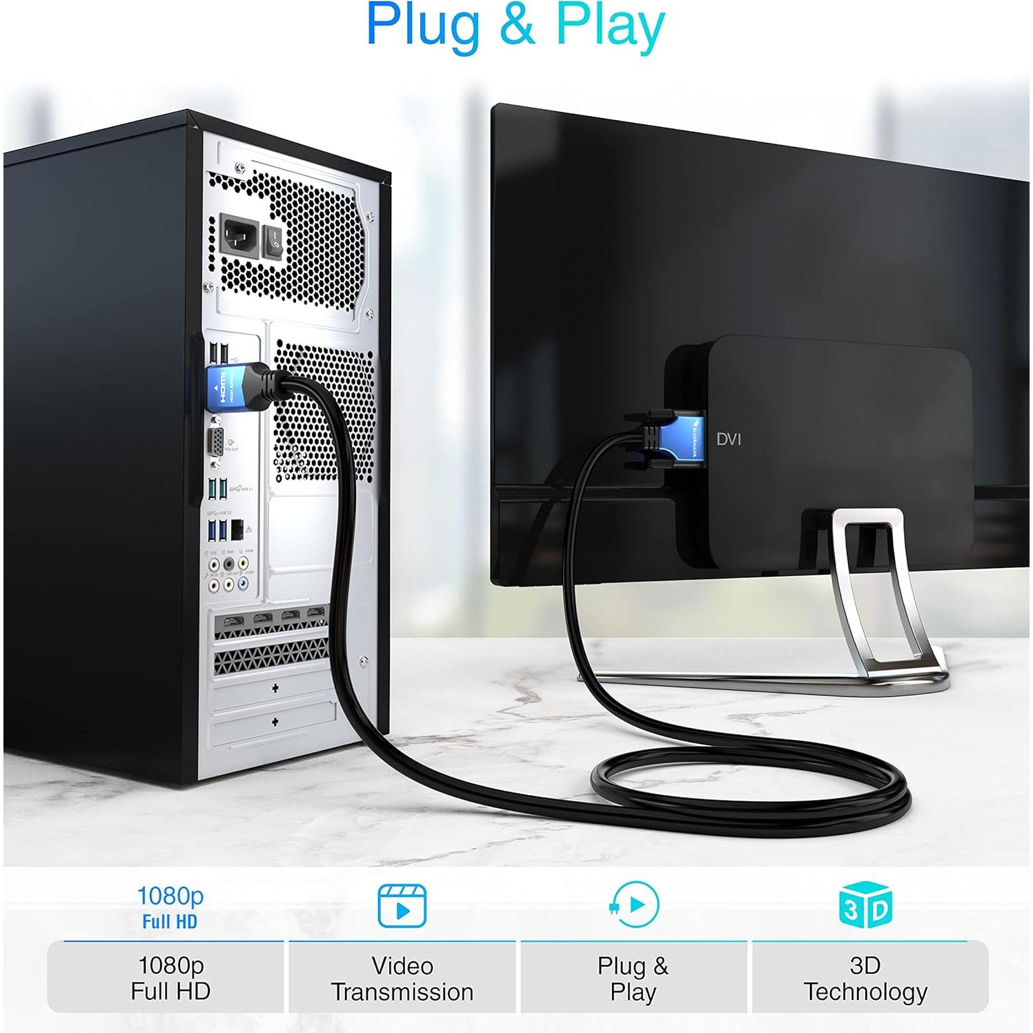 Cable HDMI a DVI BlueRigger 9.14m Alta Velocidad Macho a Macho