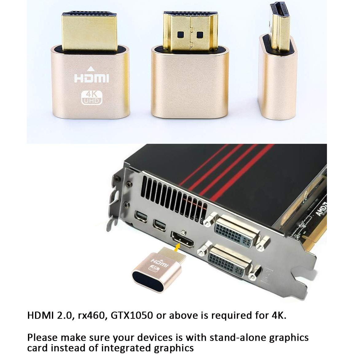 Adaptador HDMI Dummy 4K DTECH 5 Paquetes para PC y Mac