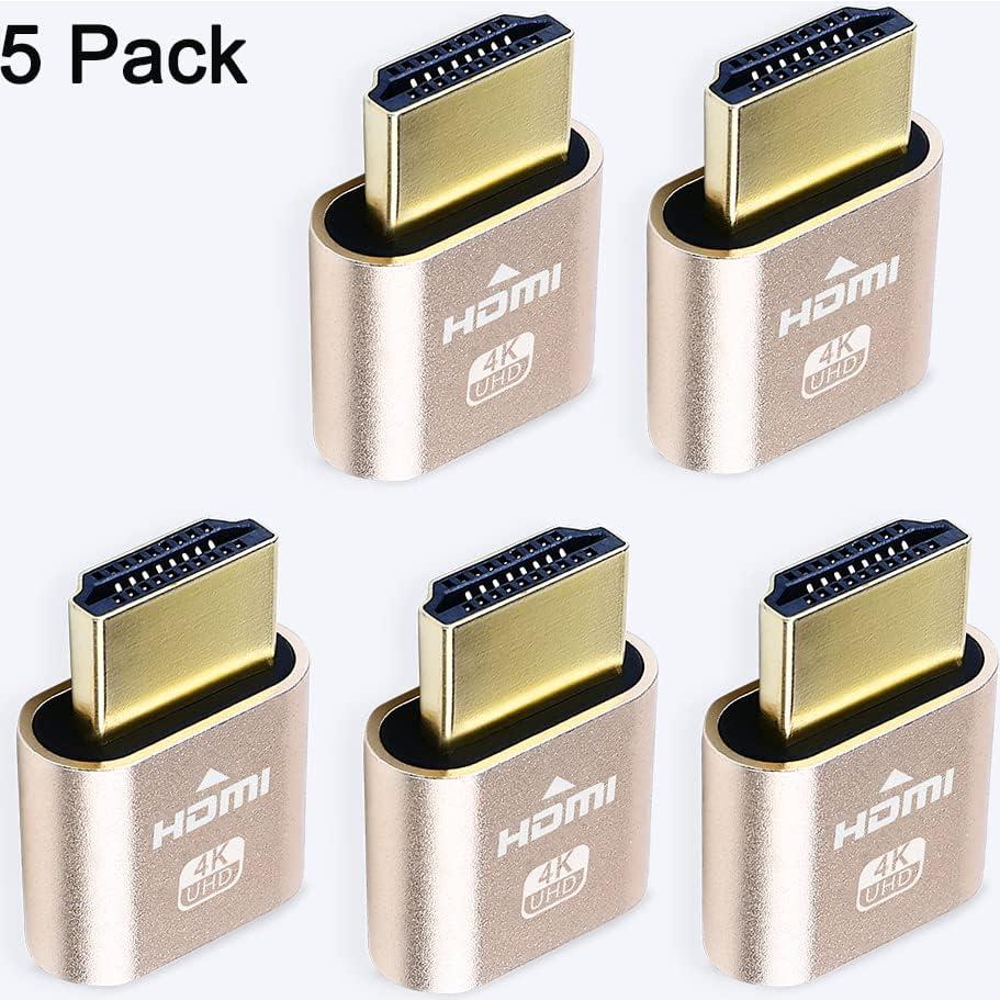 Adaptador HDMI Dummy 4K DTECH 5 Paquetes para PC y Mac