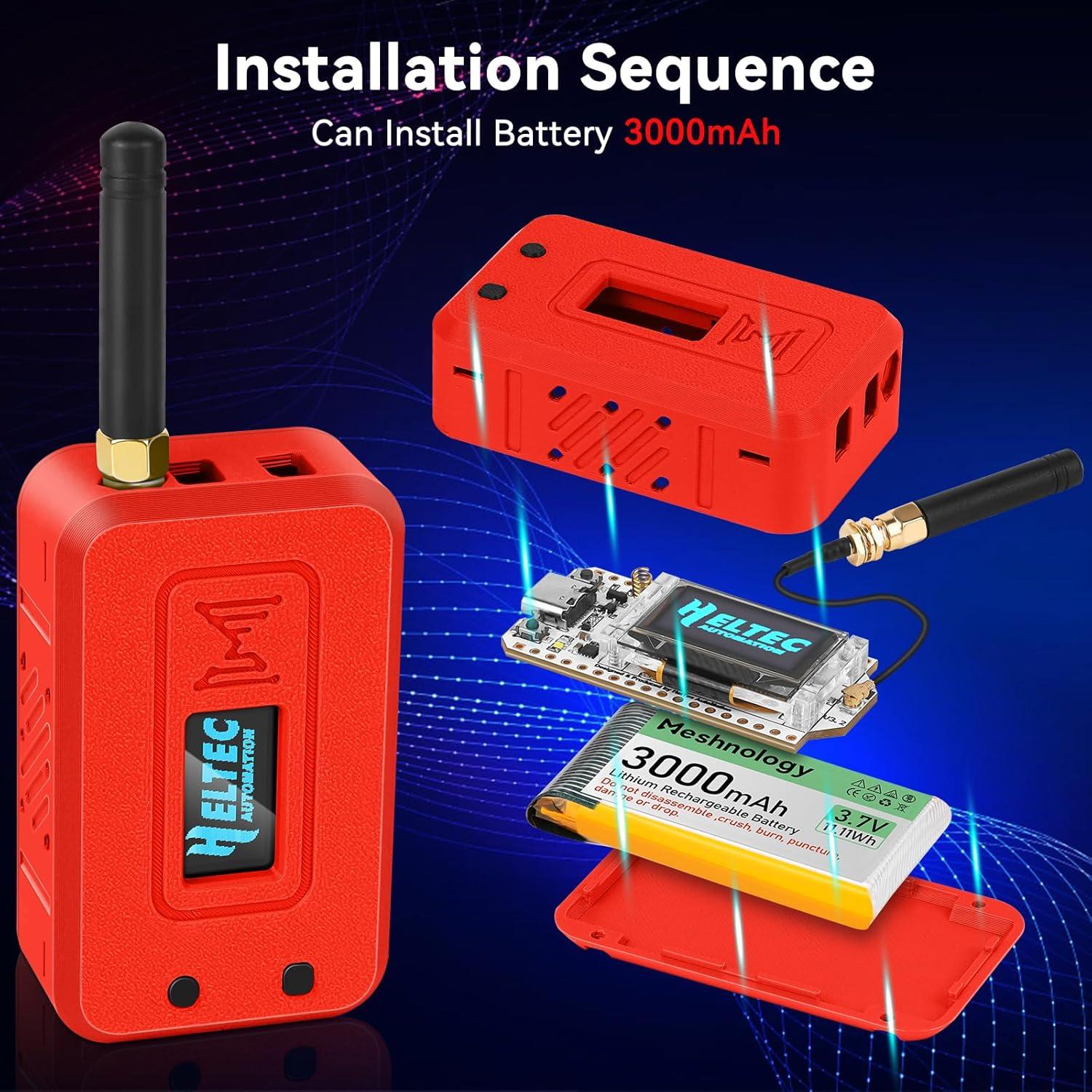Módulo ESP32 Lo Ra V3 Meshnology con Batería 3000mAh y Estuche