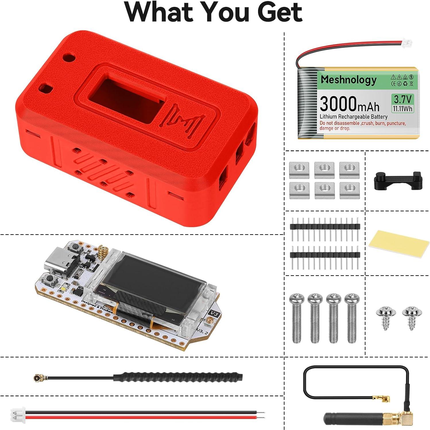 Módulo ESP32 Lo Ra V3 Meshnology con Batería 3000mAh y Estuche