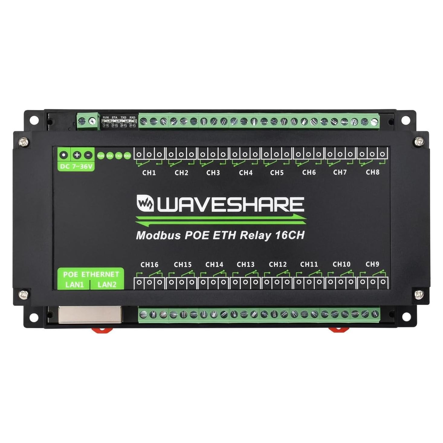 Módulo Ethernet 16 Canales Waveshare Modbus POE Industrial