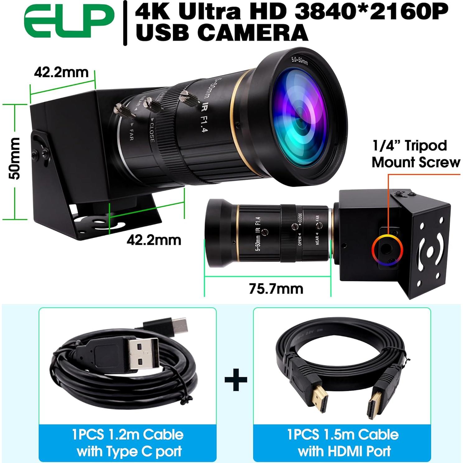 Cámara USB HDMI 4K IEights 10X Zoom Manual 5-50mm