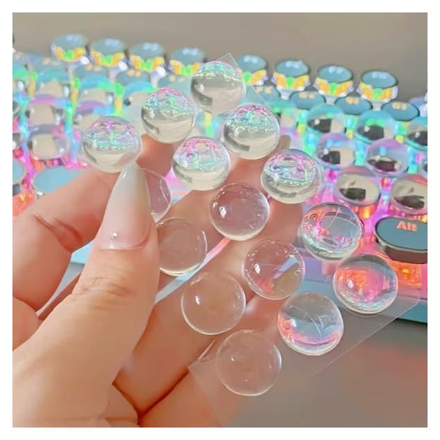 128pcs Nail Protection Silicone Keyboard Stickers for Keyboard Typing, Clear Silicone Keyboard Self Adhesive Cover Nail Art, Heightening Sticker for Women with Long Nails (128pcs)