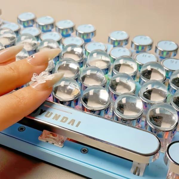 128pcs Nail Protection Silicone Keyboard Stickers for Keyboard Typing, Clear Silicone Keyboard Self Adhesive Cover Nail Art, Heightening Sticker for Women with Long Nails (128pcs)