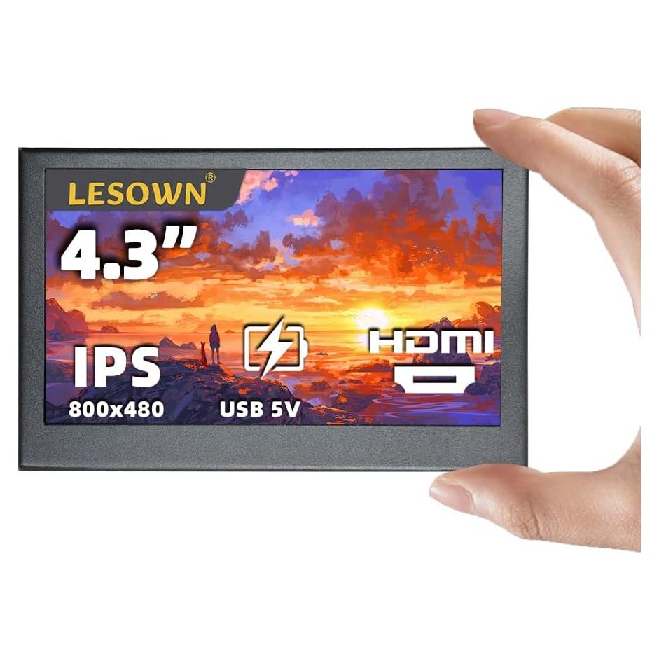Monitor LCD 4.3" LESOWN HDMI USB 800x480 IPS Portátil