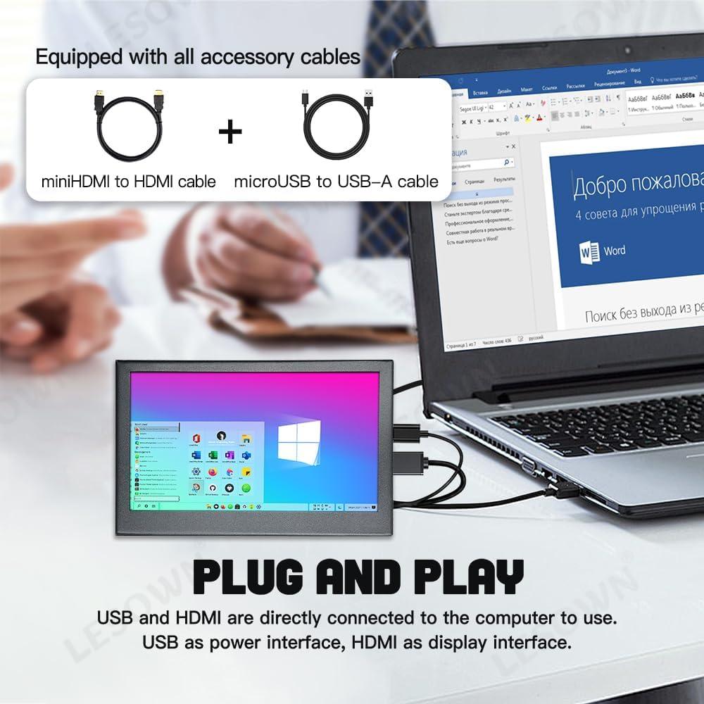 Monitor LCD 4.3" LESOWN HDMI USB 800x480 IPS Portátil