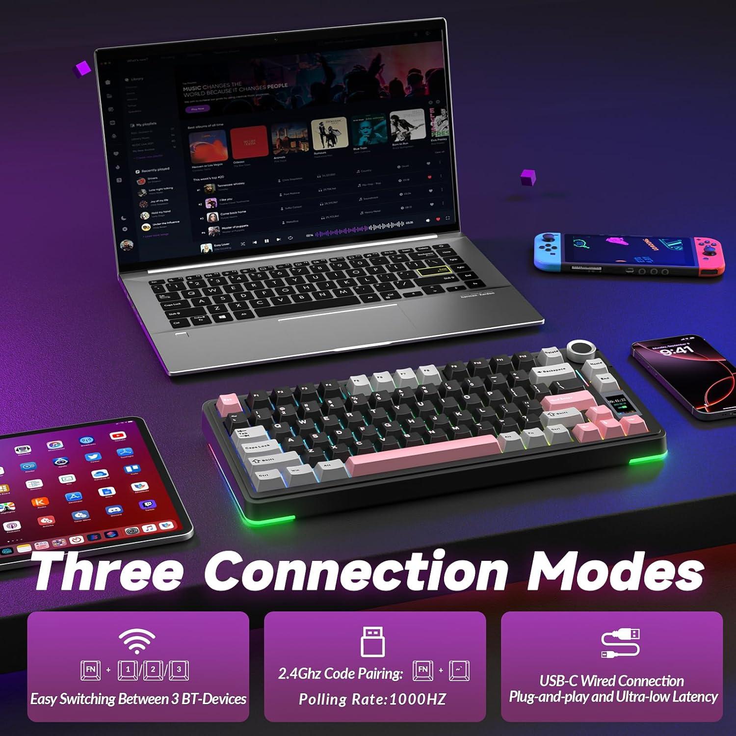 Teclado Mecánico Inalámbrico AULA S75 Pro RGB 75% PBT