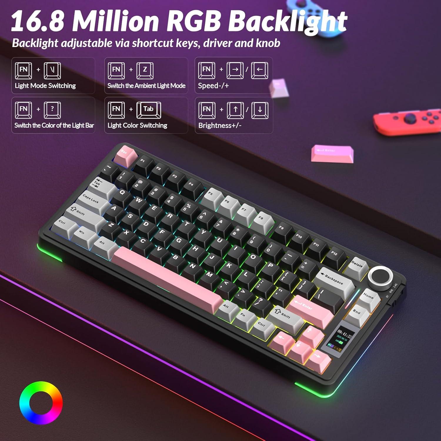 Teclado Mecánico Inalámbrico AULA S75 Pro RGB 75% PBT