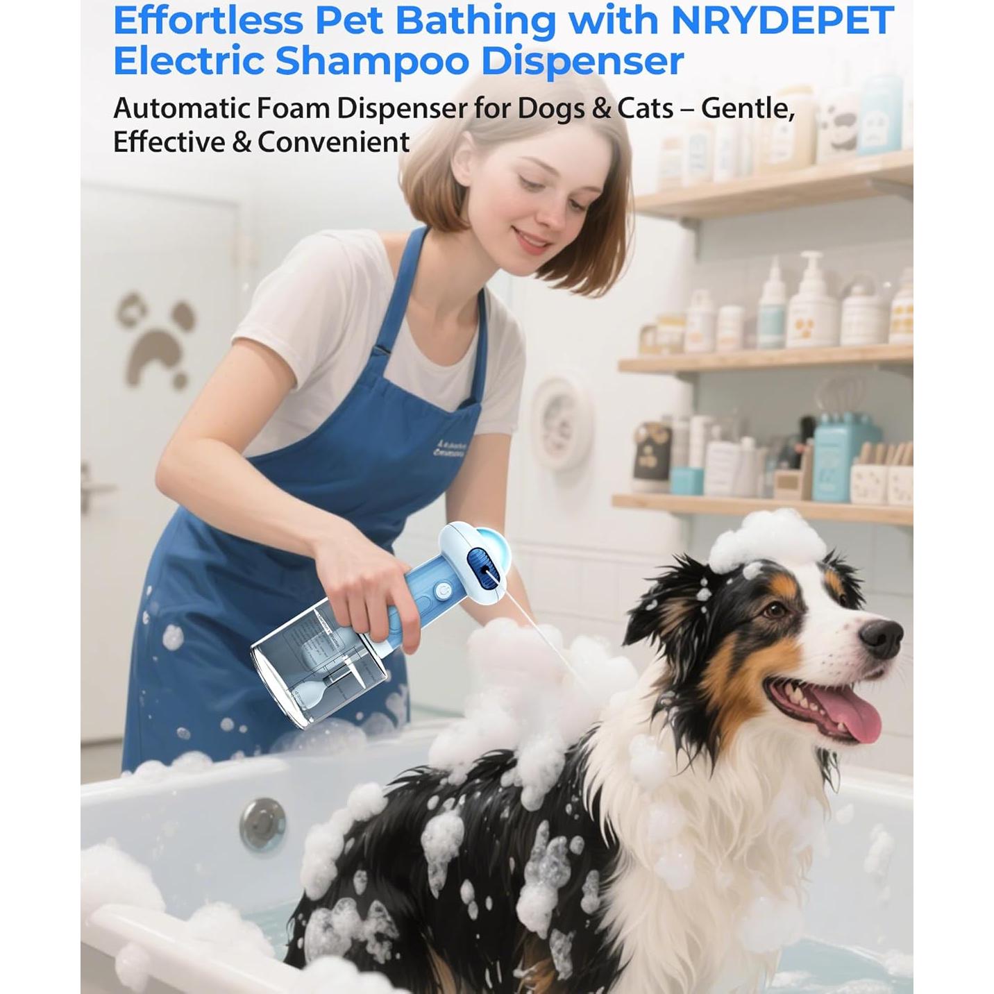 Ducha Eléctrica Impermeable NRYDEPET para Perros - Azul