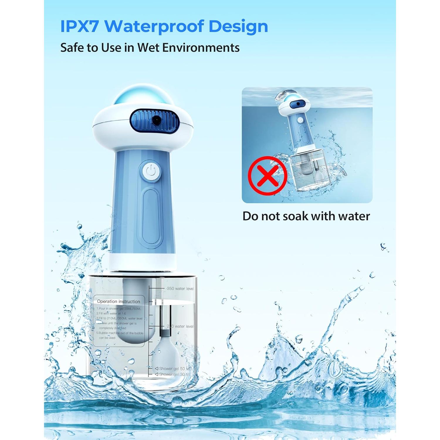 Ducha Eléctrica Impermeable NRYDEPET para Perros - Azul