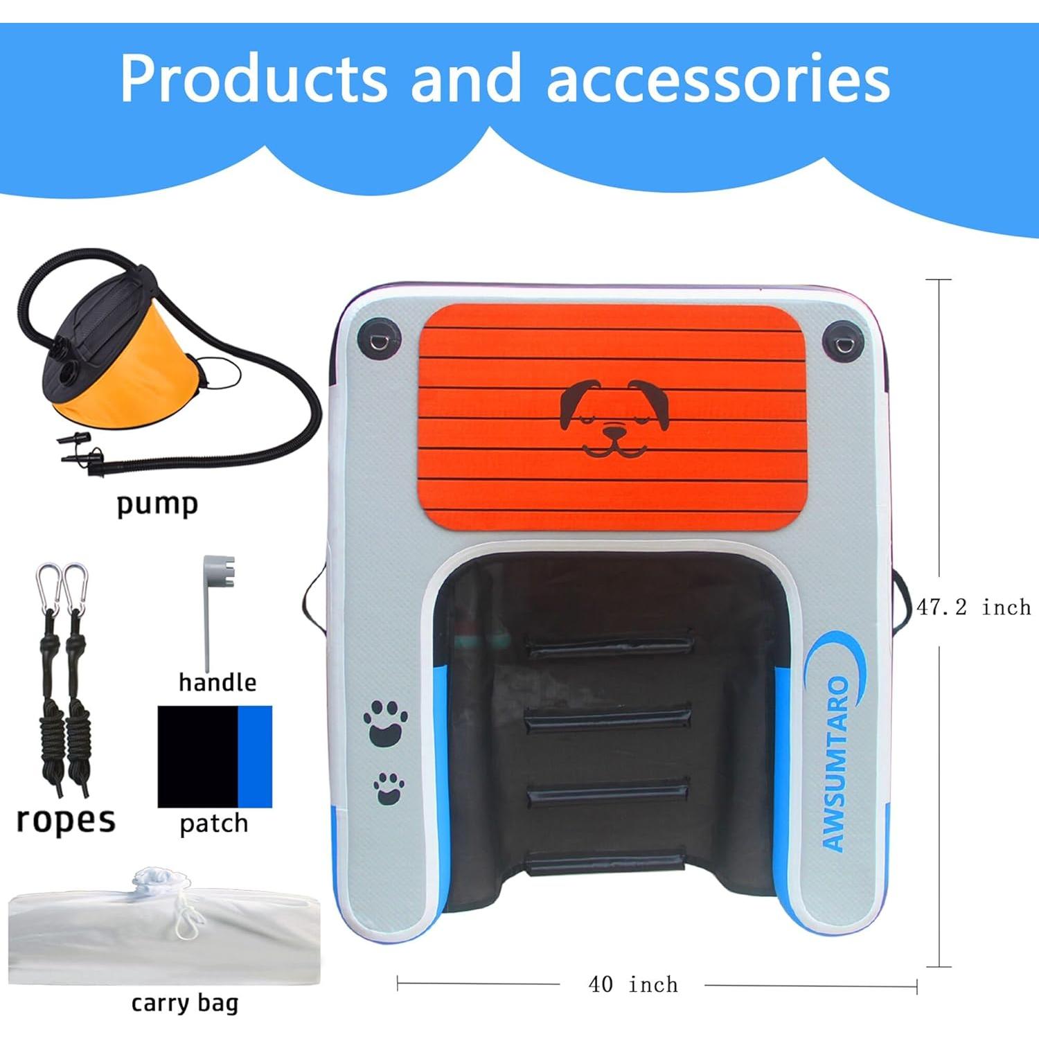 Muelle Inflable para Mascotas awsumtaro 119.4x101.6cm