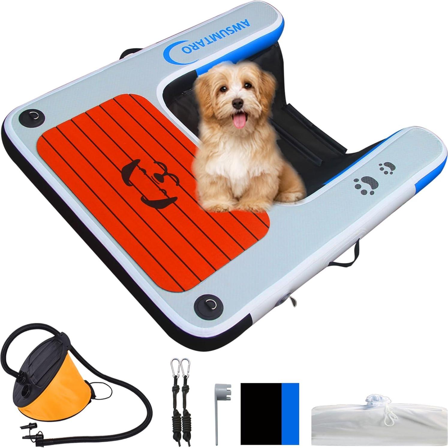 Muelle Inflable para Mascotas awsumtaro 119.4x101.6cm